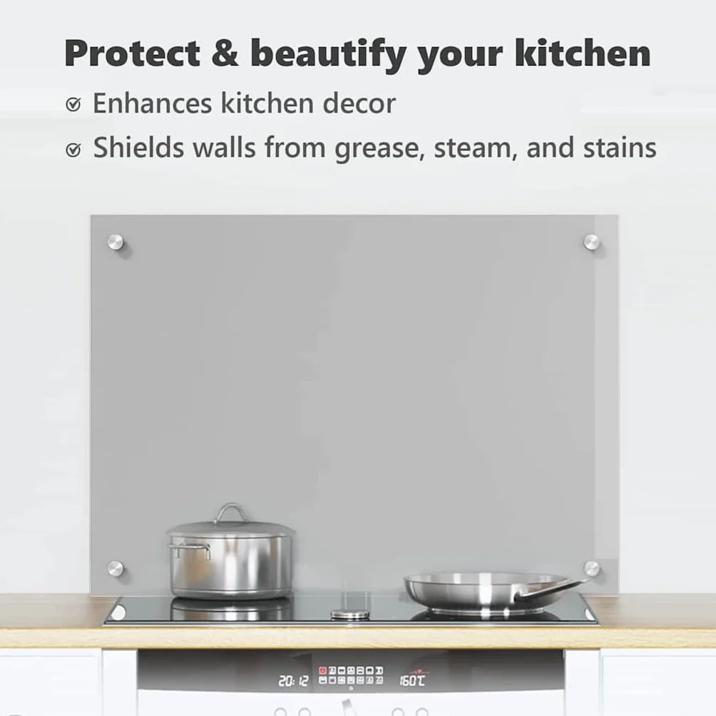 vidaXL Panel kuchenny Jasnoszary 70 x 40 cm szkło hartowane, Nowoczesny, trwały szkło backsplash do kuchni, odporny na ciepło, stylowy wygląd, łatwy montaż