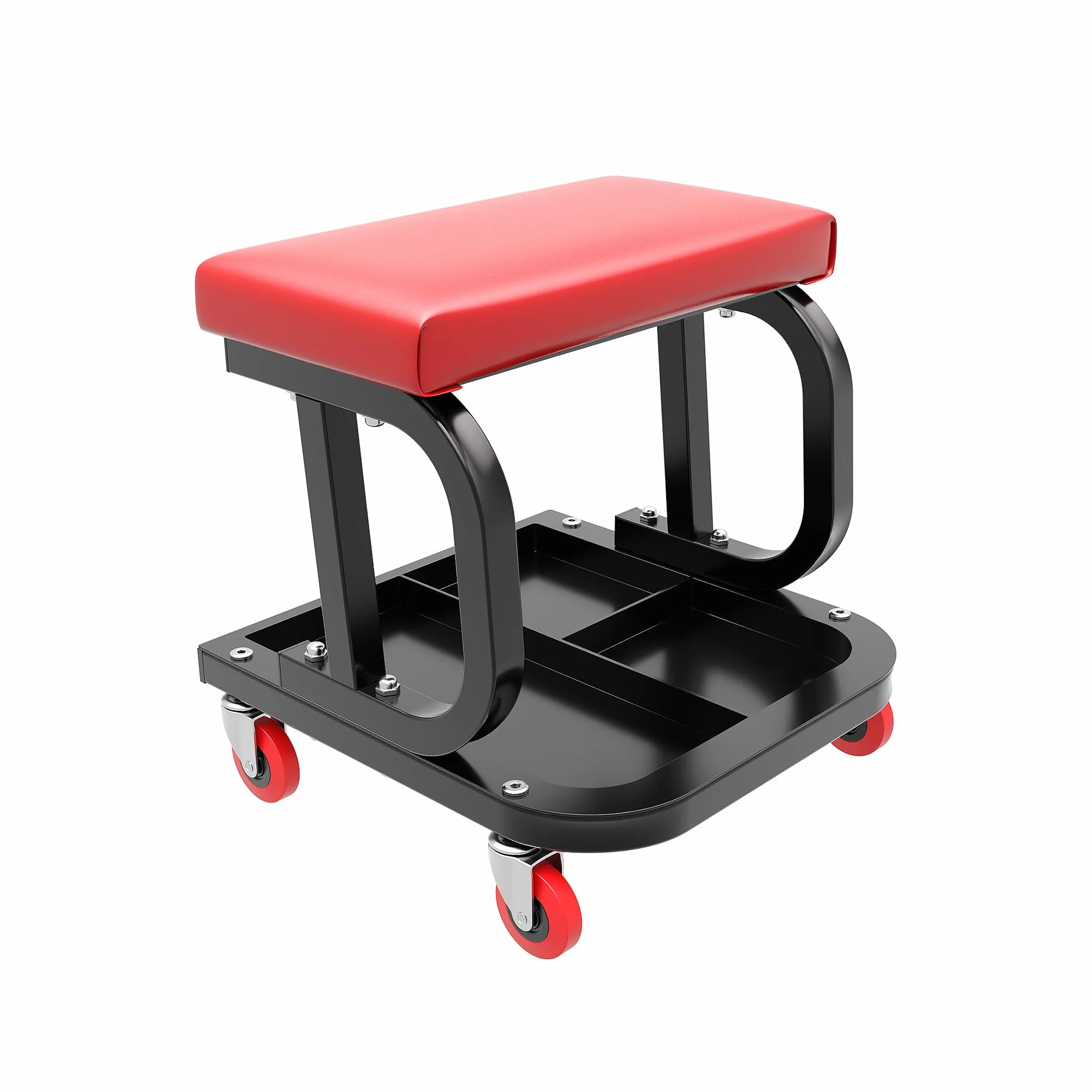 Wiltec Taboret warsztatowy na kółkach z półką i obrotowym siedziskiem do 150 kg, mobilny stołek roboczy, krzesło warsztatowe do garażu z półką