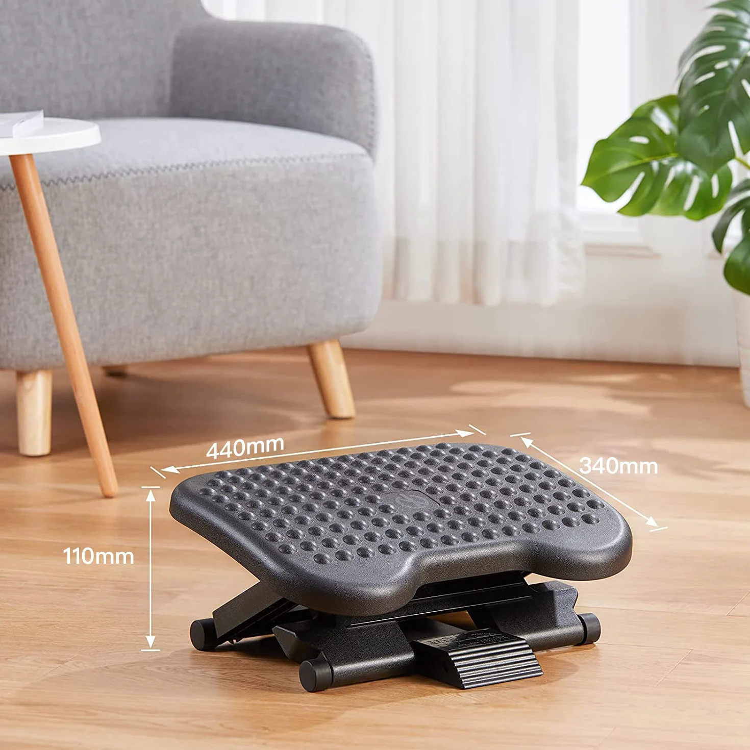 HUANUO Ergonomiczna podnóżek, podnóżek pod biurko z pozycją 3 wysokości - regulacja kąta nachylenia 30 stopni, antypoślizgowa tekstura powierzchni do masażu poprawia komfort w domu, biurze
