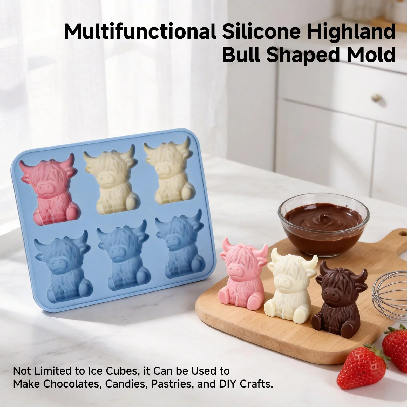 Highland Cow 3D mini foremki do lodu zestaw 2 sztuk