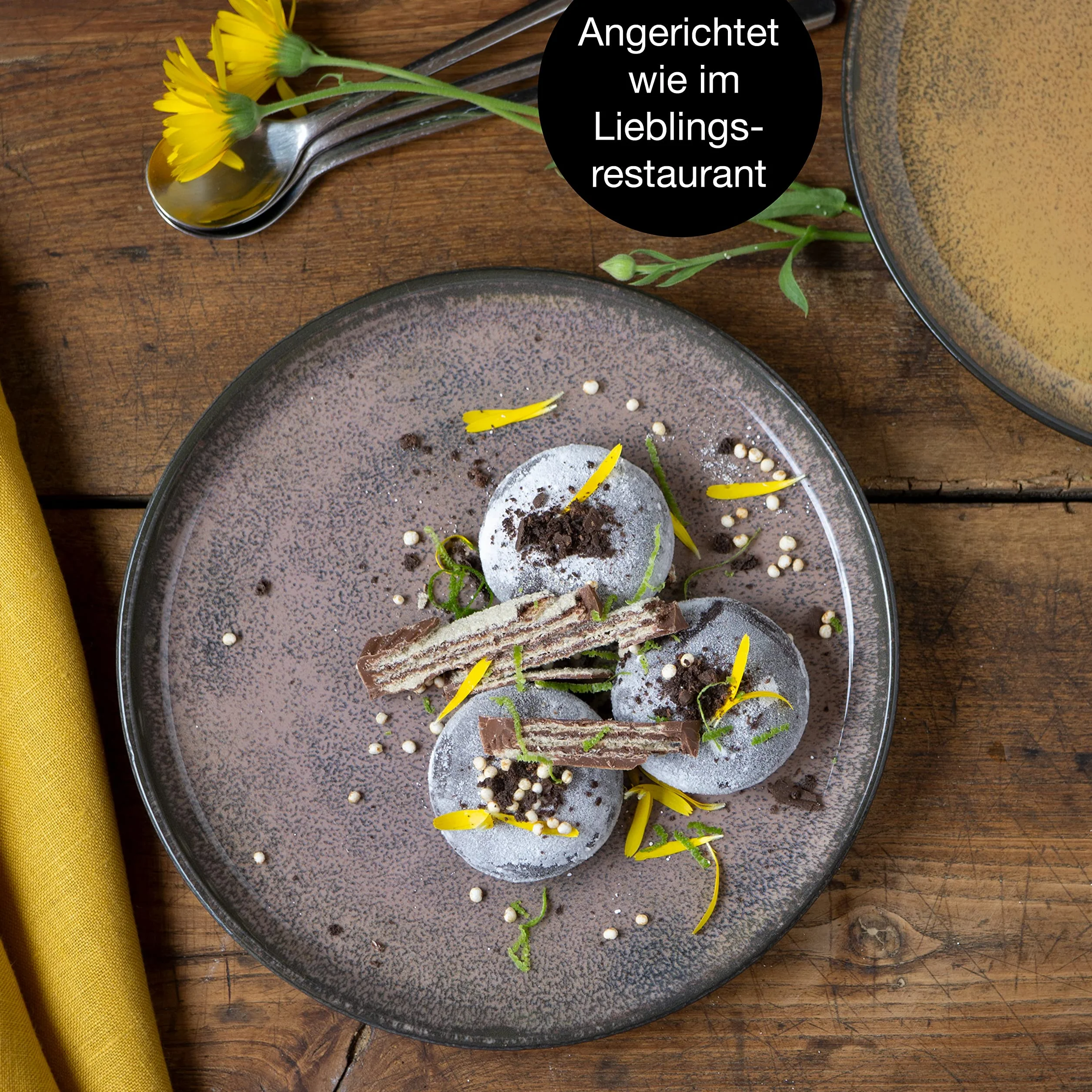 Moritz & Moritz zestaw 6 talerzy deserowych w odcieniach czerwieni, żółtego i zielonego - talerze na ciasto dla 6 osób - porcelana, nadaje się do mycia w zmywarce i używania w kuchence mikrofalowej