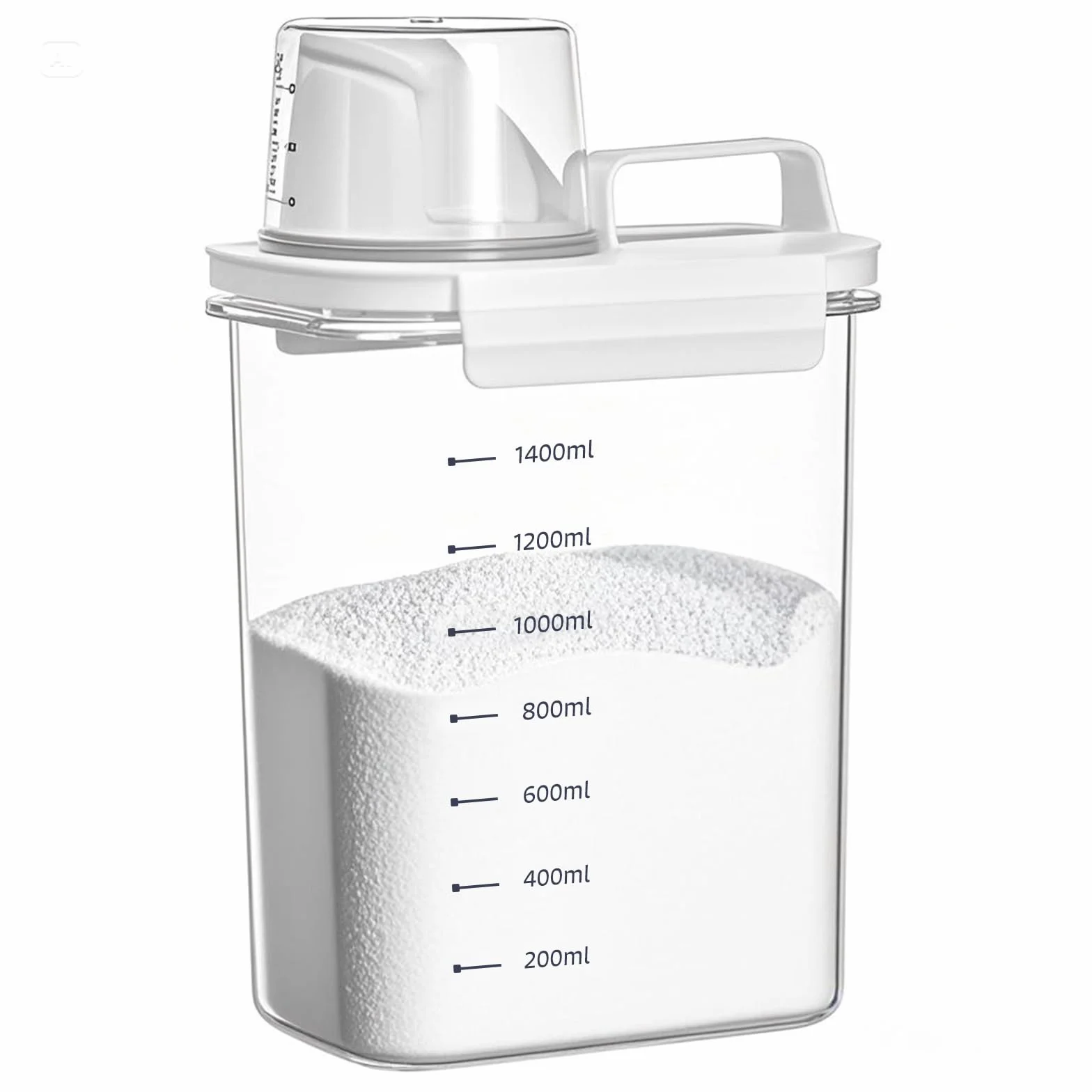 1800ML Hermetyczny dozownik do detergentu z miarka, skrzynka do przechowywania proszku do prania, dozownik do proszku do prania, skrzynka na środki czyszczące Przechowywanie proszku do