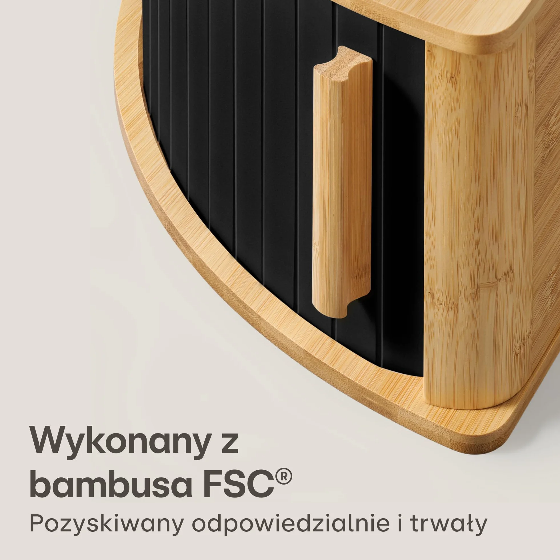 Chlebak Narożny Drewniany Czarny z Drzwiczkami Przesuwnymi