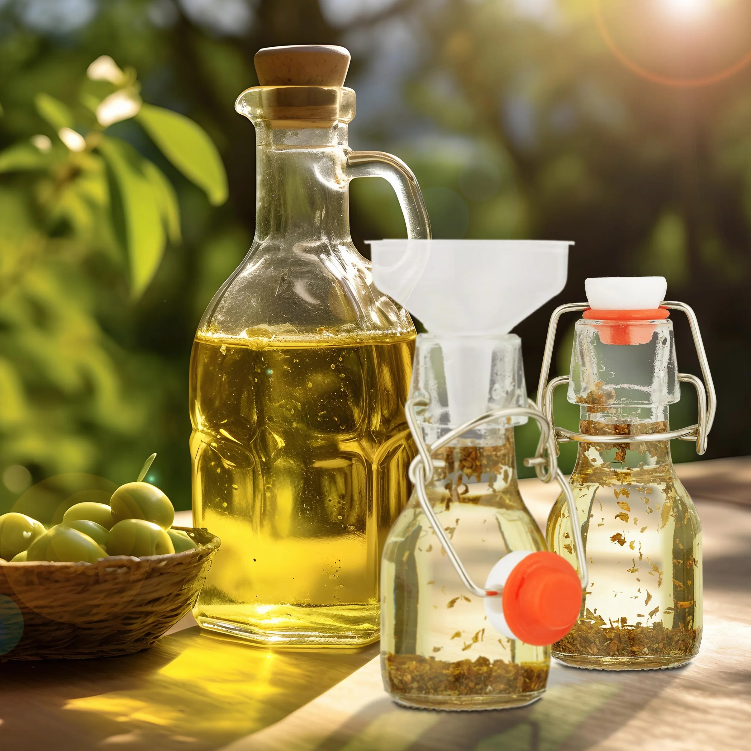 Relaxdays Małe butelki, zestaw 25 sztuk, 50 ml, szklane butelki do napełniania, na likiery i oleje, zamknięcie pałąkowe, przezroczyste