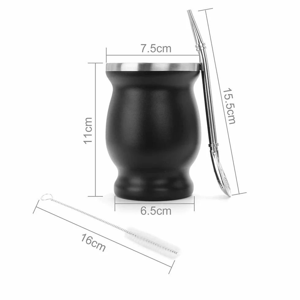 Piqiuqiu Yerba Mate kubek stal nierdzewna 230 ml podwójne ściany bez BPA