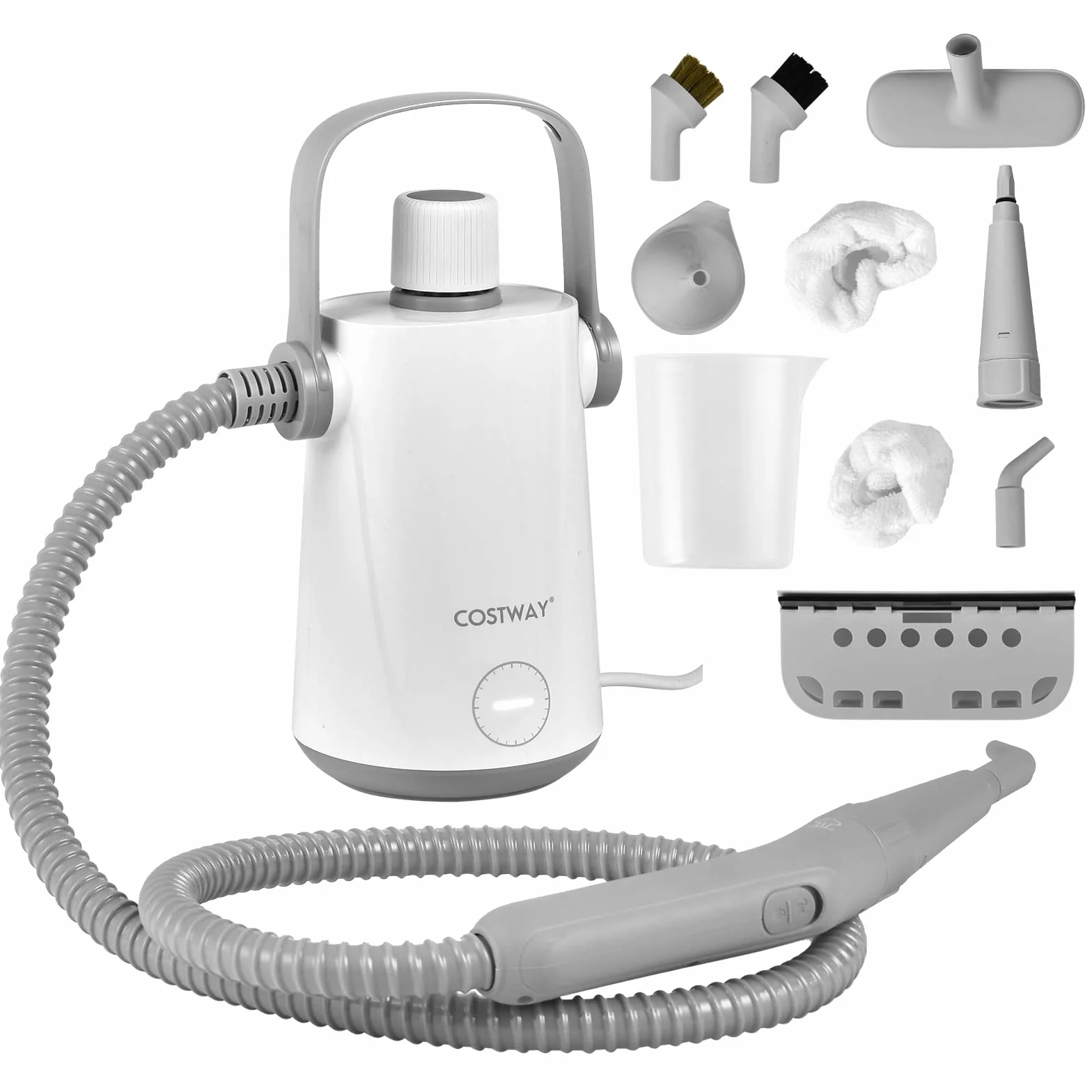 COSTWAY Ręczna myjka parowa | 1000 W i pojemność wody 300 ml i 10 zestawów akcesoriów | Steamshot myjka parowa do wszystkiego, dywanów, okien, tapicerki, łazienki
