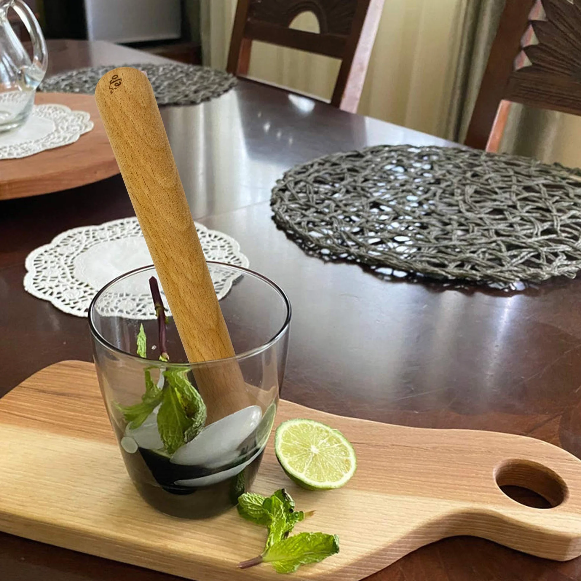 EFO Holzstößel für Cocktails - Robuster Holz-Eiszerkleinerer - Stilvoller Mojito Stößel Bar Werkzeug - Praktischer Cocktail Mörser