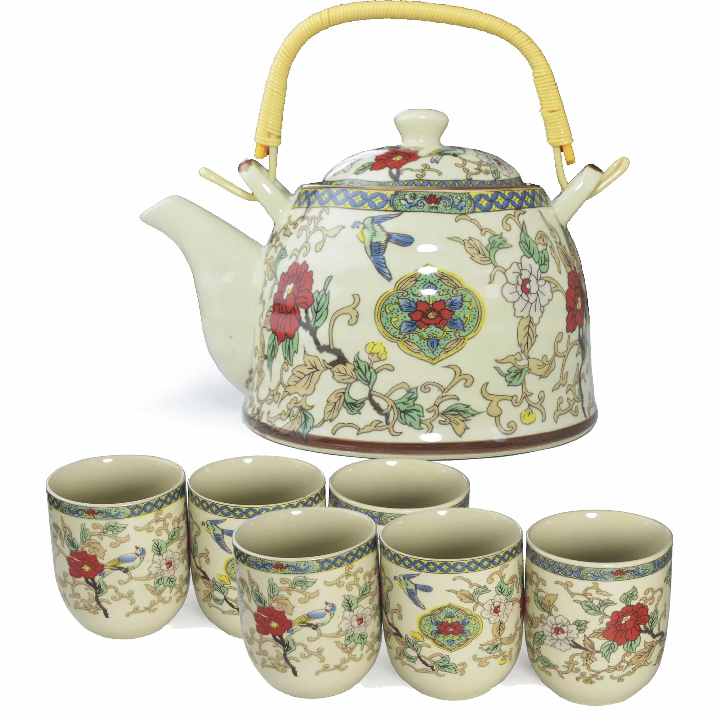 Porcelanowy czajniczek zestaw do herbaty 850 ml 6 filiżanek 170 ml