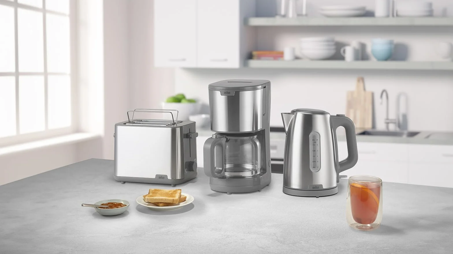Braun PurShine HT1510GY, 2-gniazdowy toster, 8 poziomów opiekania, funkcje ogrzewania i rozmrażania, taca na okruchy, 900 W, szary