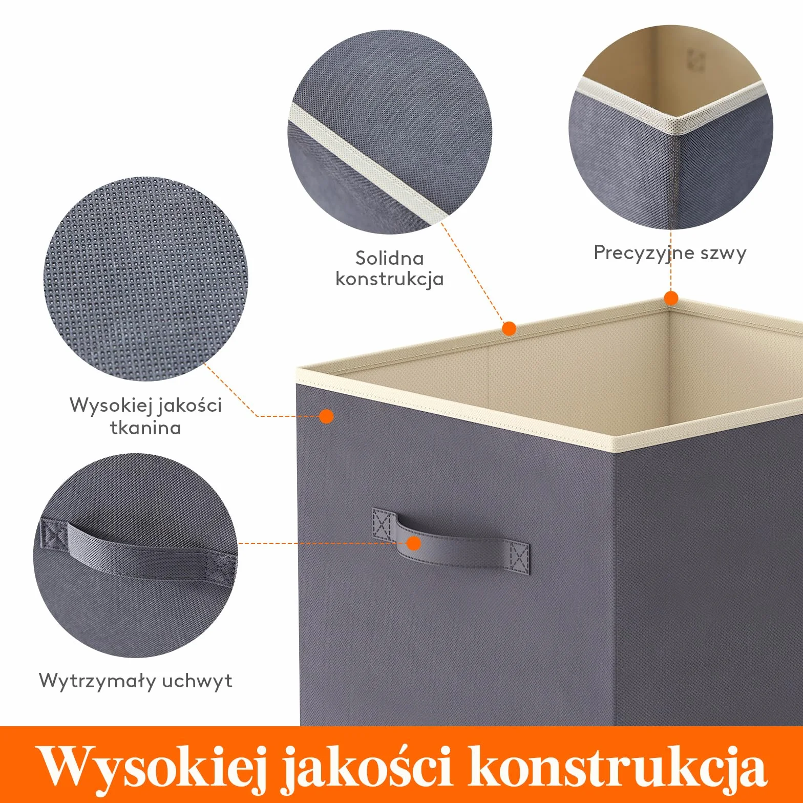 Lifewit 8 Pack składanych pudełek do przechowywania kostek, średniej wielkości dekoracyjne kosze do przechowywania, otwarte kostki do przechowywania z uchwytami, 33 x 38 x 33 cm, Szary