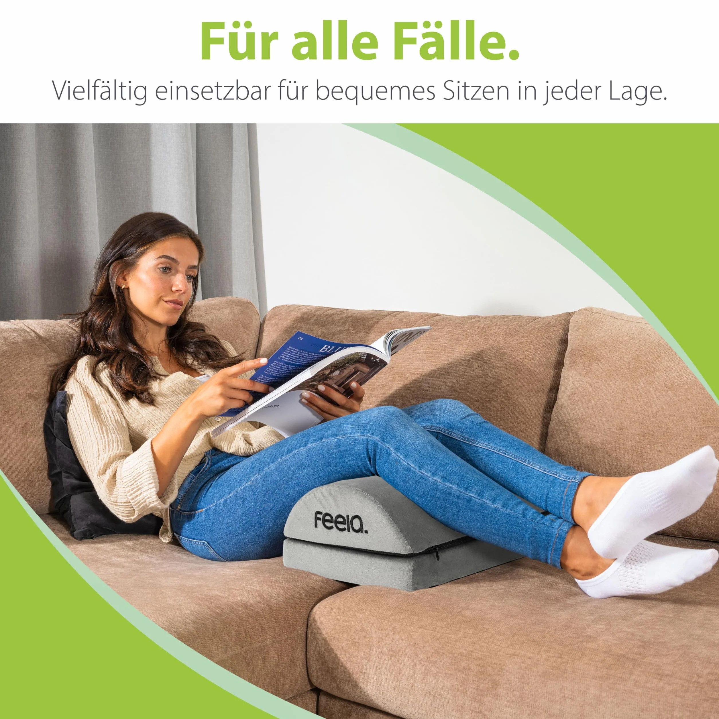 feela. Podnóżek na biurko, ergonomiczny podnóżek z rdzeniem z pianki premium i zintegrowaną torbą termiczną, antypoślizgowy podnóżek i podnóżek do biura i domowego biura (srebrny)