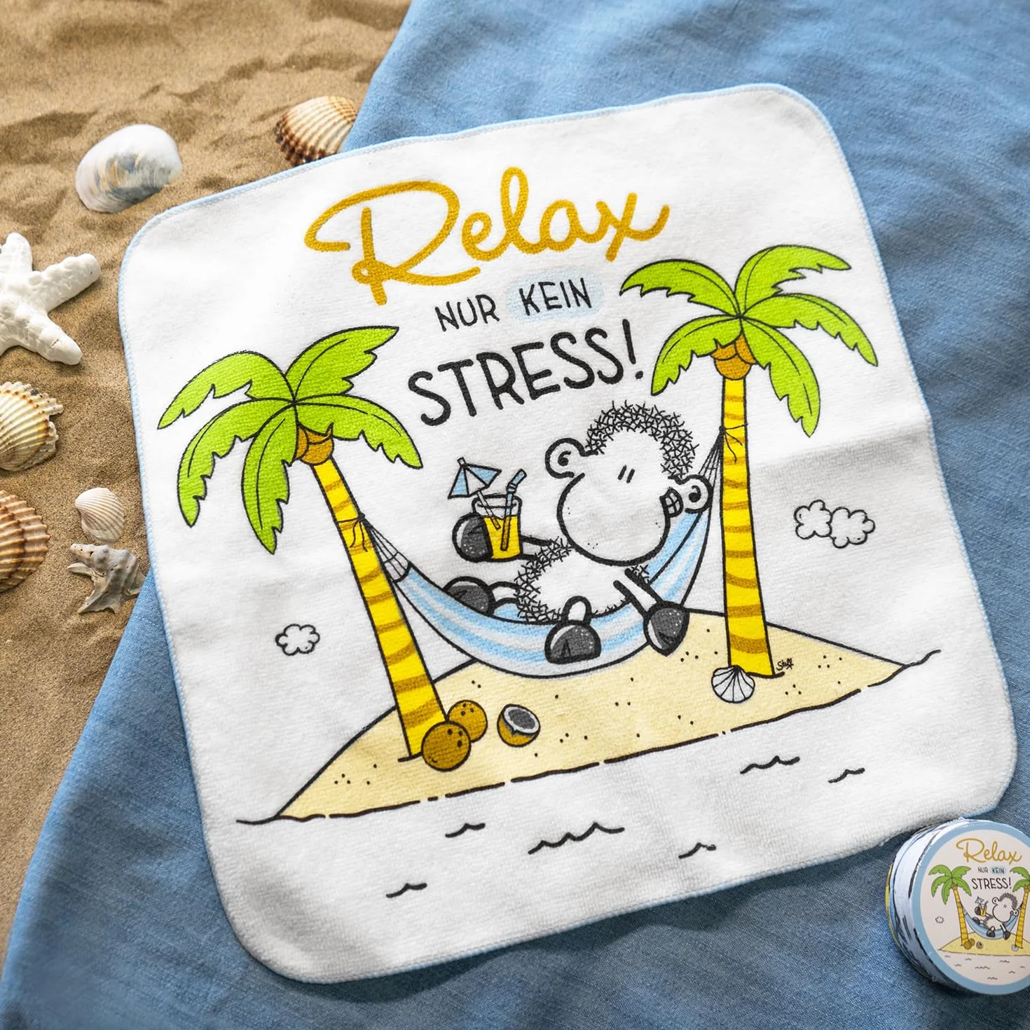 Sheepworld Magiczny ręcznik z sentencją Relax 30 cm x 30 cm bawełna prezent