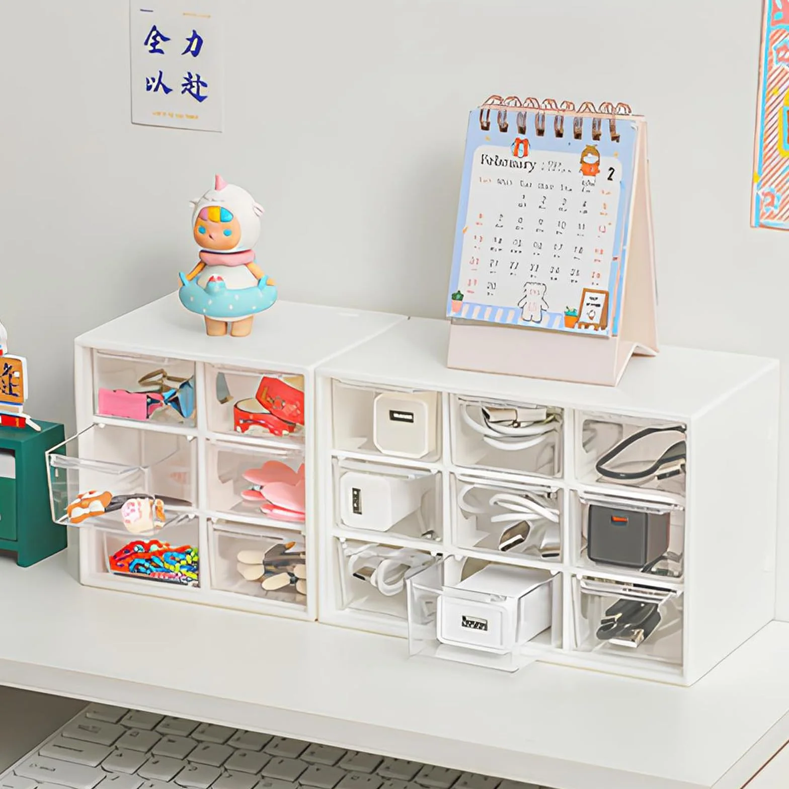Organizer do przechowywania z 9 szufladami, mini komoda na biurko