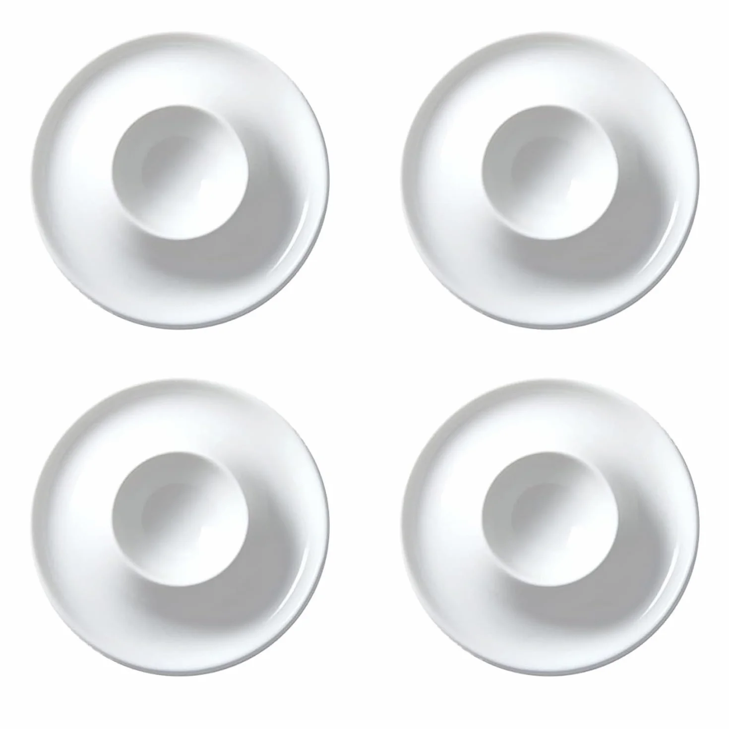 LATRAT 4 ceramiczne kubki do jajek, białe, z półką na jajka, nadają się do kuchni, jadalni (9 x 9 x 2,5)