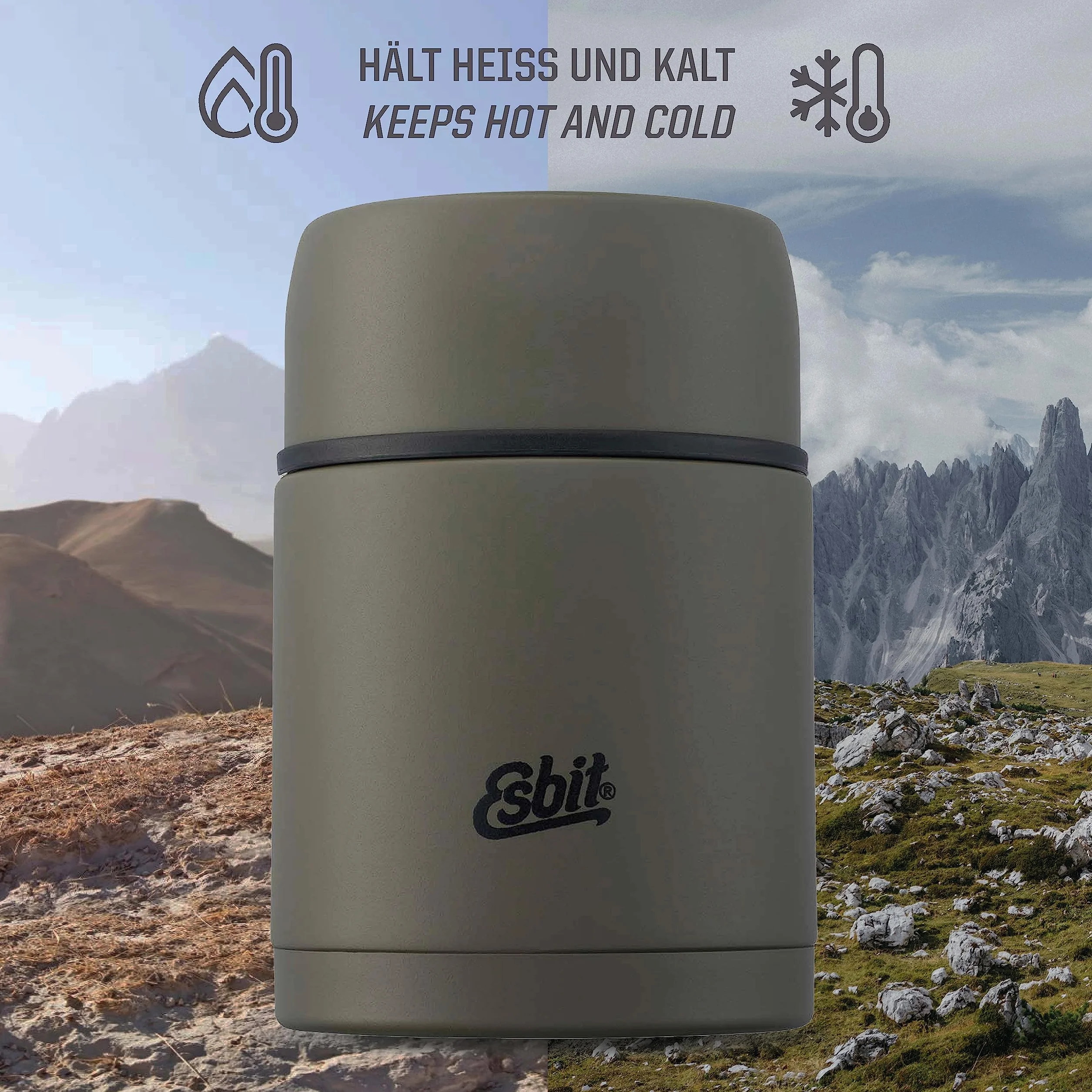 Esbit Compagnie GmbH FJ500ML-OG pojemnik termiczny, stal nierdzewna, oliwkowy zielony, 500 ml