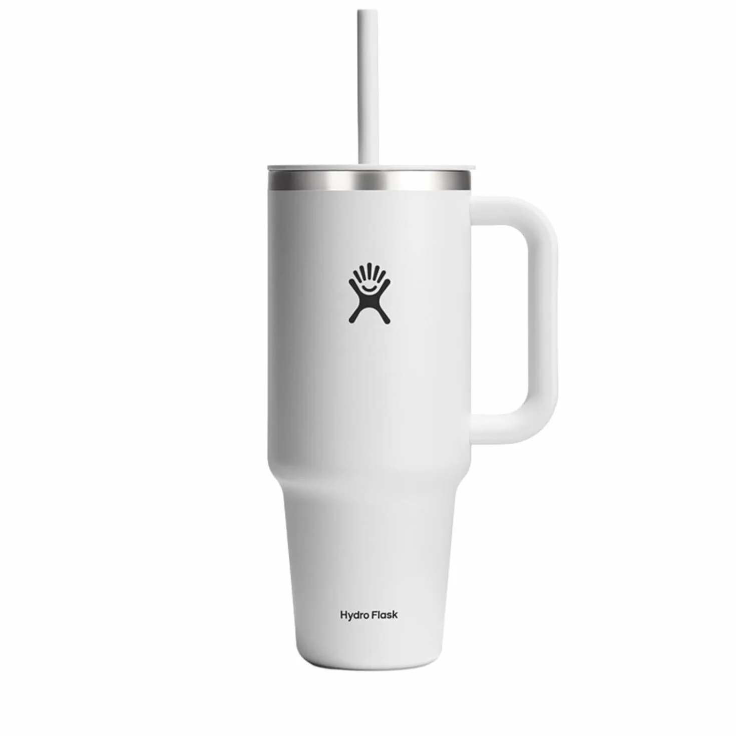 Hydro Flask Kubek podróżny o pojemności 1180 ml z zamykaną pokrywką ze słomki - stal nierdzewna - izolowana próżniowo podwójna ścianka - pokrywka odporna na zachlapanie - bez BPA - biały
