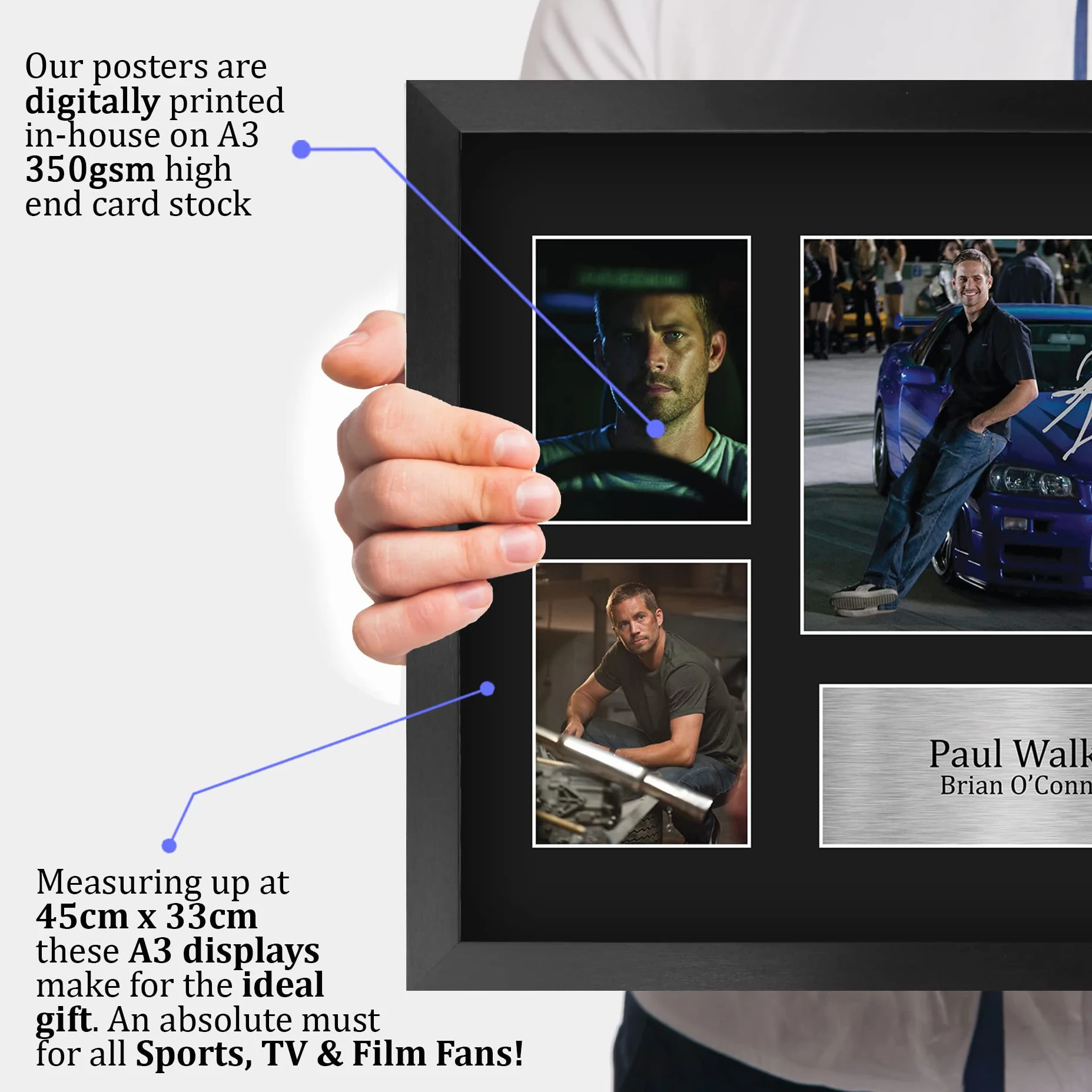 HWC Trading FR A3 Paul Walker Fast and Furious Prezenty Drukowane Podpisane Autografy Dla Fanów Pamiątek Filmowych - A3 Oprawiony