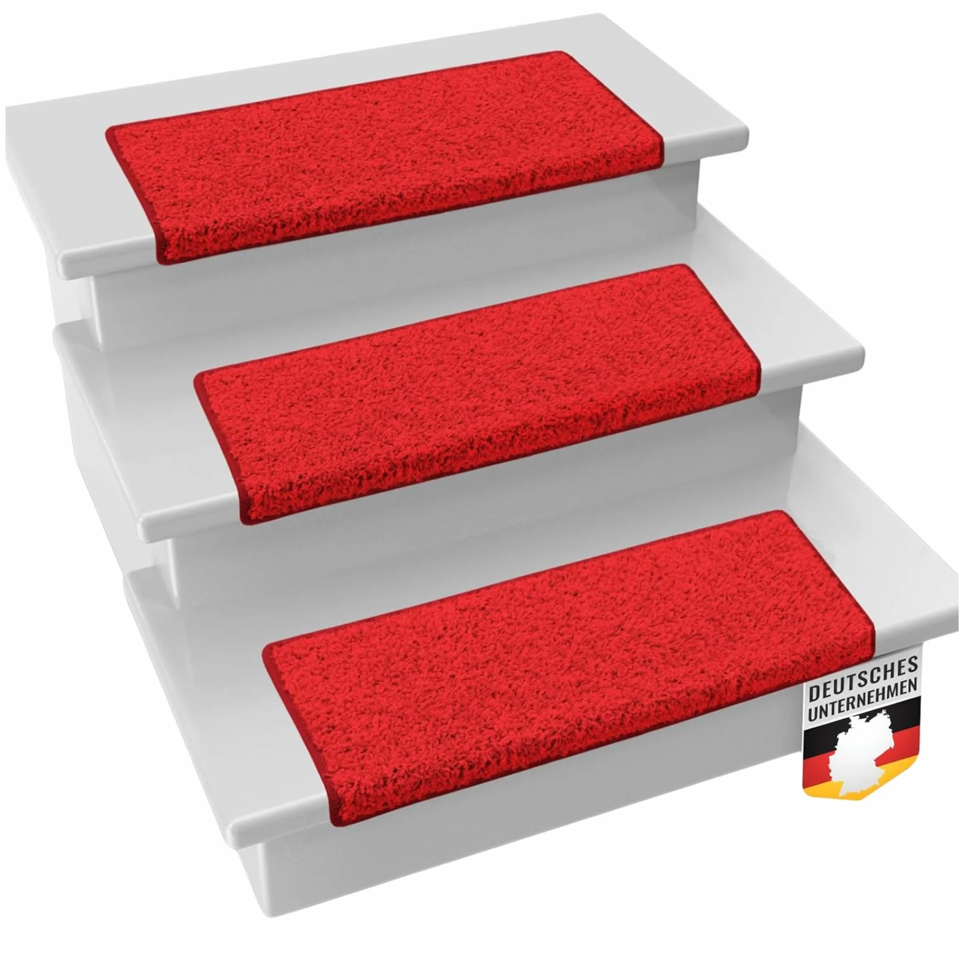 Floordirekt Shaggy Barcelona mata na schody 65 x 23,5 cm czerwona prostokątna
