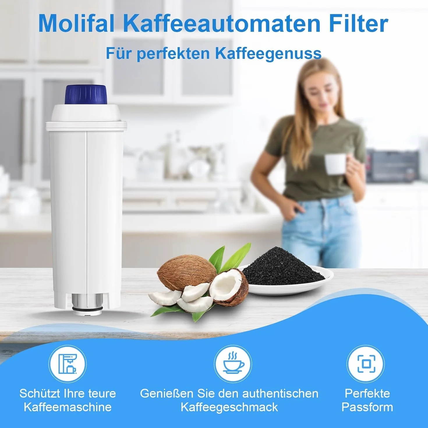 Filtr do wody, zamiennik do ekspresów do kawy Delonghi DLSC002, kompatybilny z ekspresami do kawy Delonghi Dinamica, Magnifica S, Eletta Explorer, ETAM Autentica EPAM i serii ECAM (8)