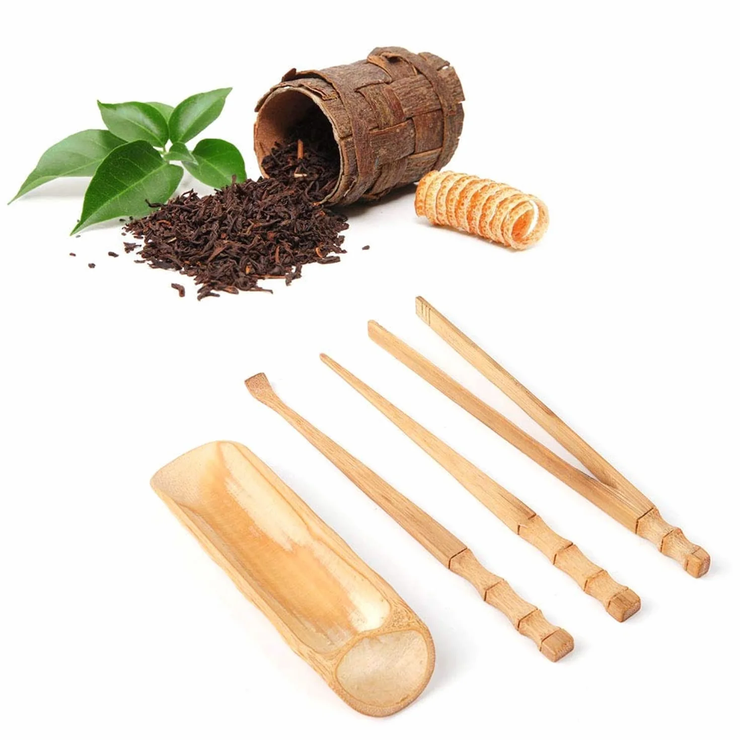 Jeffergarden 4 szt. naturalny bambusowy zestaw do herbaty chińskie klasyczne narzędzie do herbaty ceremonia herbaty akcesoria