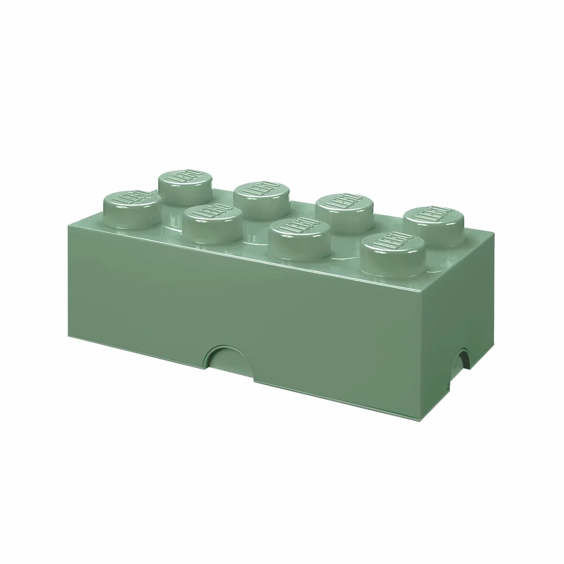 LEGO Klocek do przechowywania, 8 gałek, piaskowa zieleń, plastikowe pudełko do przechowywania z pokrywką, dla dzieci i dorosłych, idealny organizer na biurko i pudełko na zabawki, pojemność 12,1 l