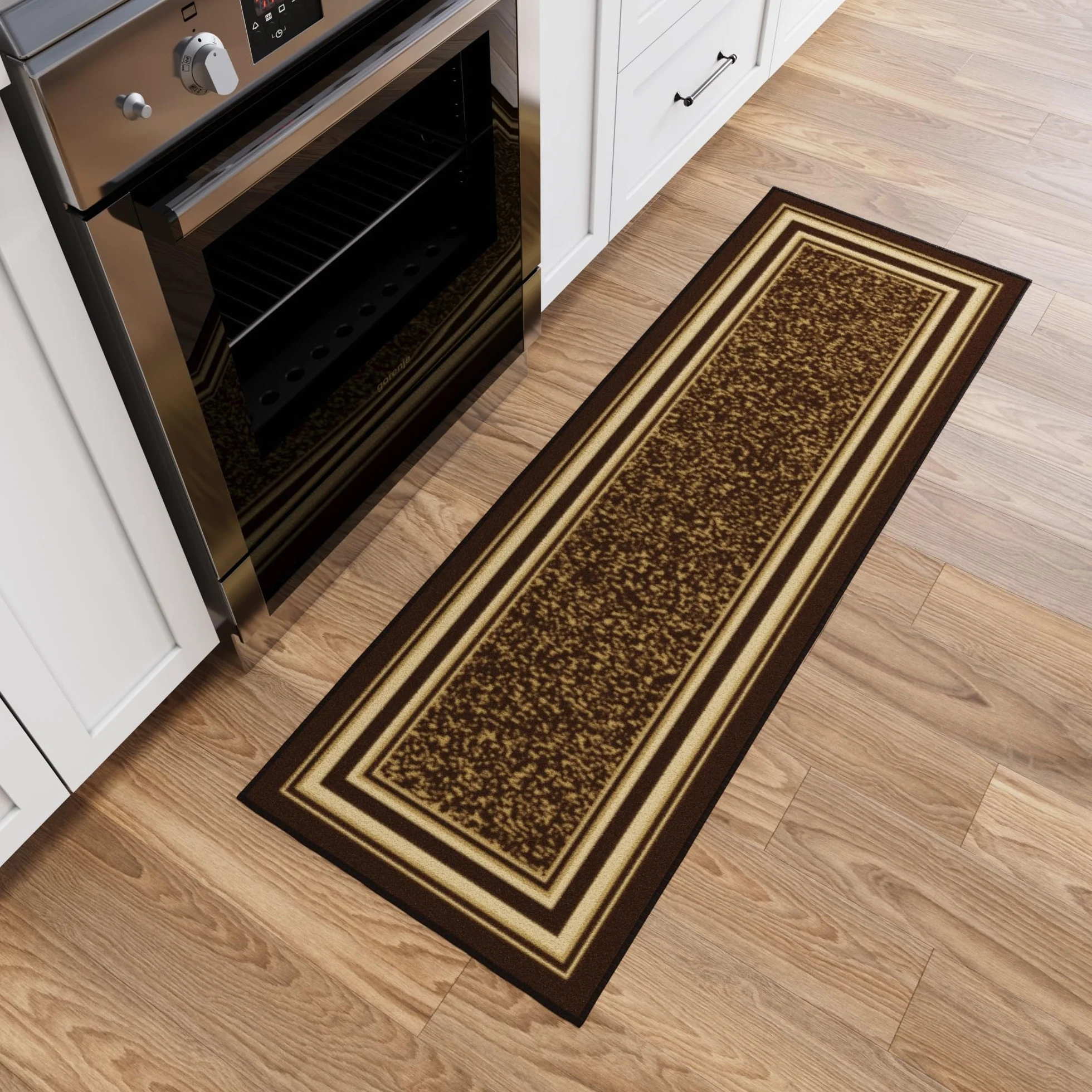 Ottomanson Ottohome Collection współczesny dywan z gumowym spodem, 50 x 150 cm, brązowy