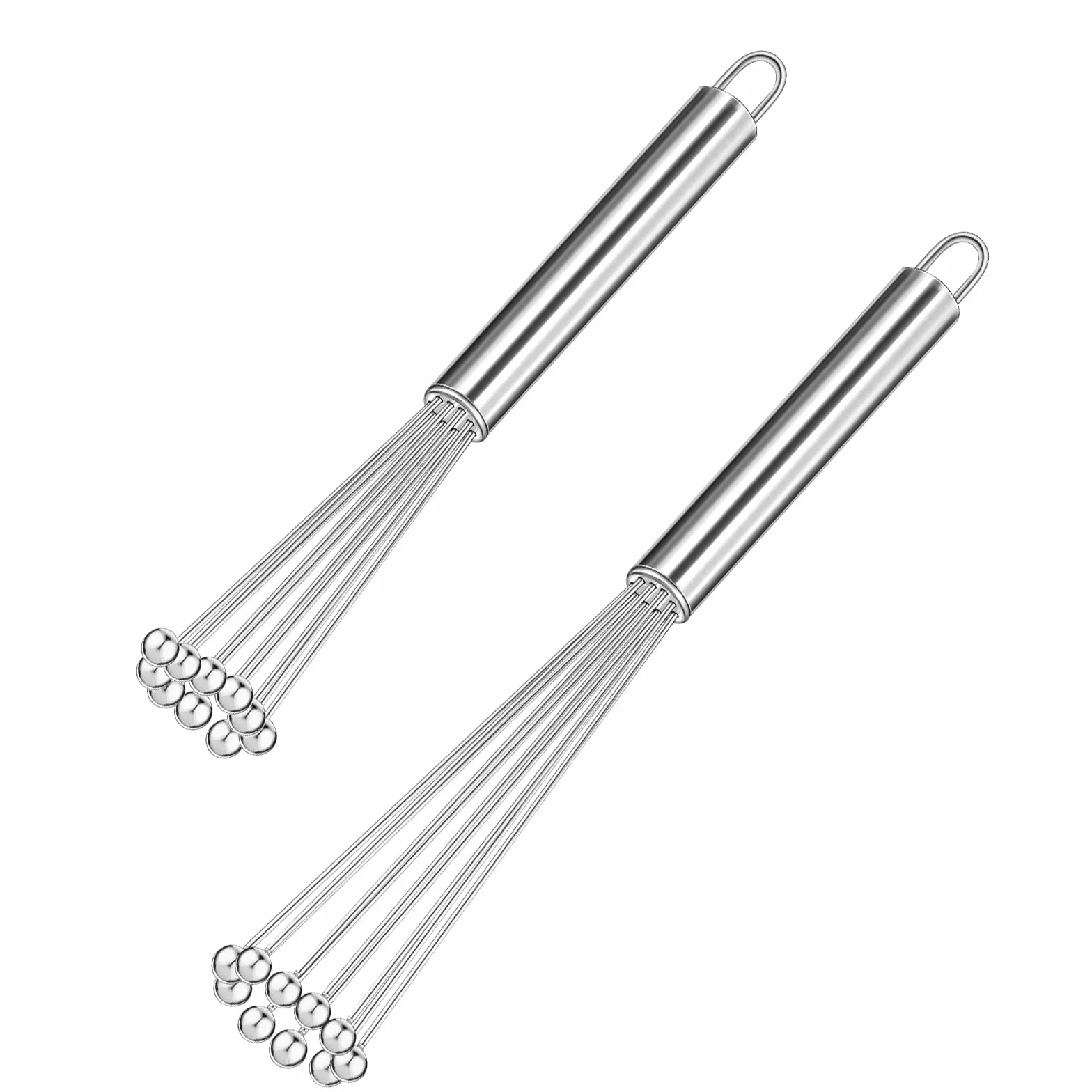 Zestaw 2 sztuk trzepaczy kuchennych ze stali nierdzewnej, trzepaczka do ubijać, mała piłka