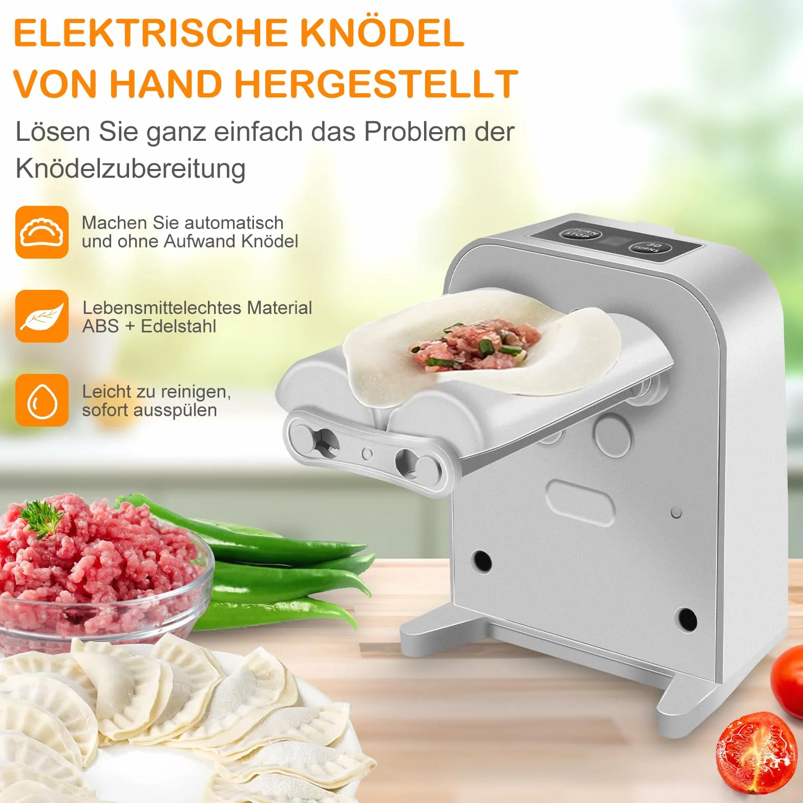 Automatyczna maszyna do pierogów, elektryczna maszynka do pierogów z łyżeczką i szczotką, ładowanie przez USB, 2 tryby pracy, do domu, kuchni, restauracji