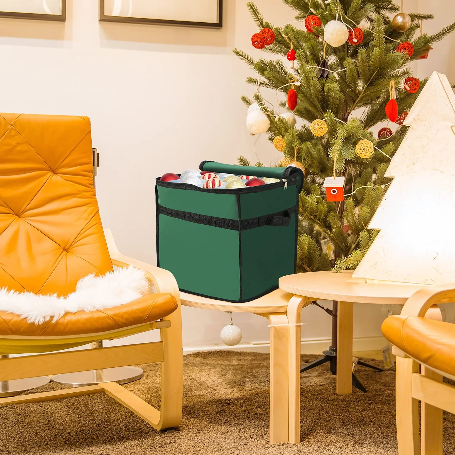 Pudełko do przechowywania ozdób bożonarodzeniowych, 4-poziomowe mieści do 64 ozdób akcesoria kulki, 600d Oxford Christmas Organizer Holder