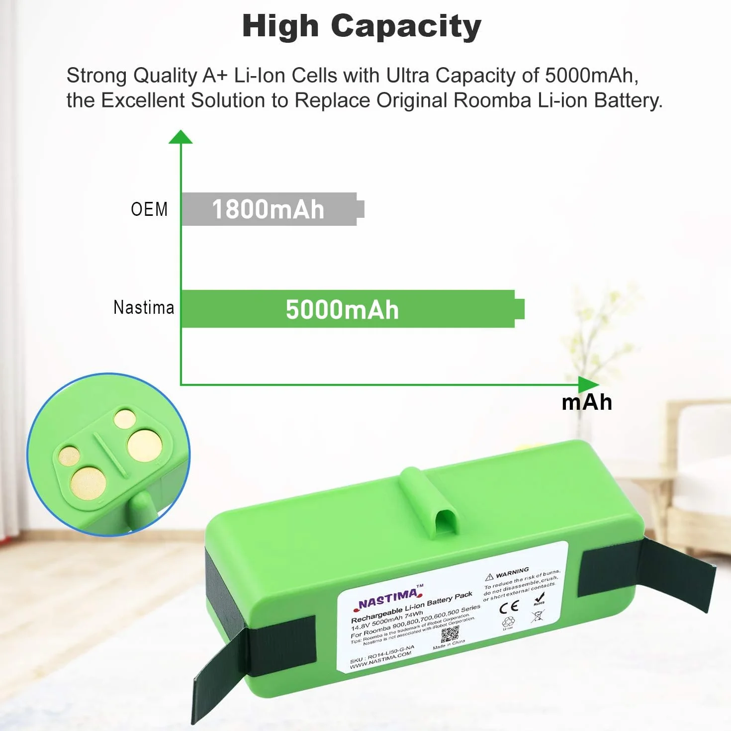 NASTIMA 14,8 V 5000 mAh akumulator litowo-jonowy do Roomba seria 900 800 700 600