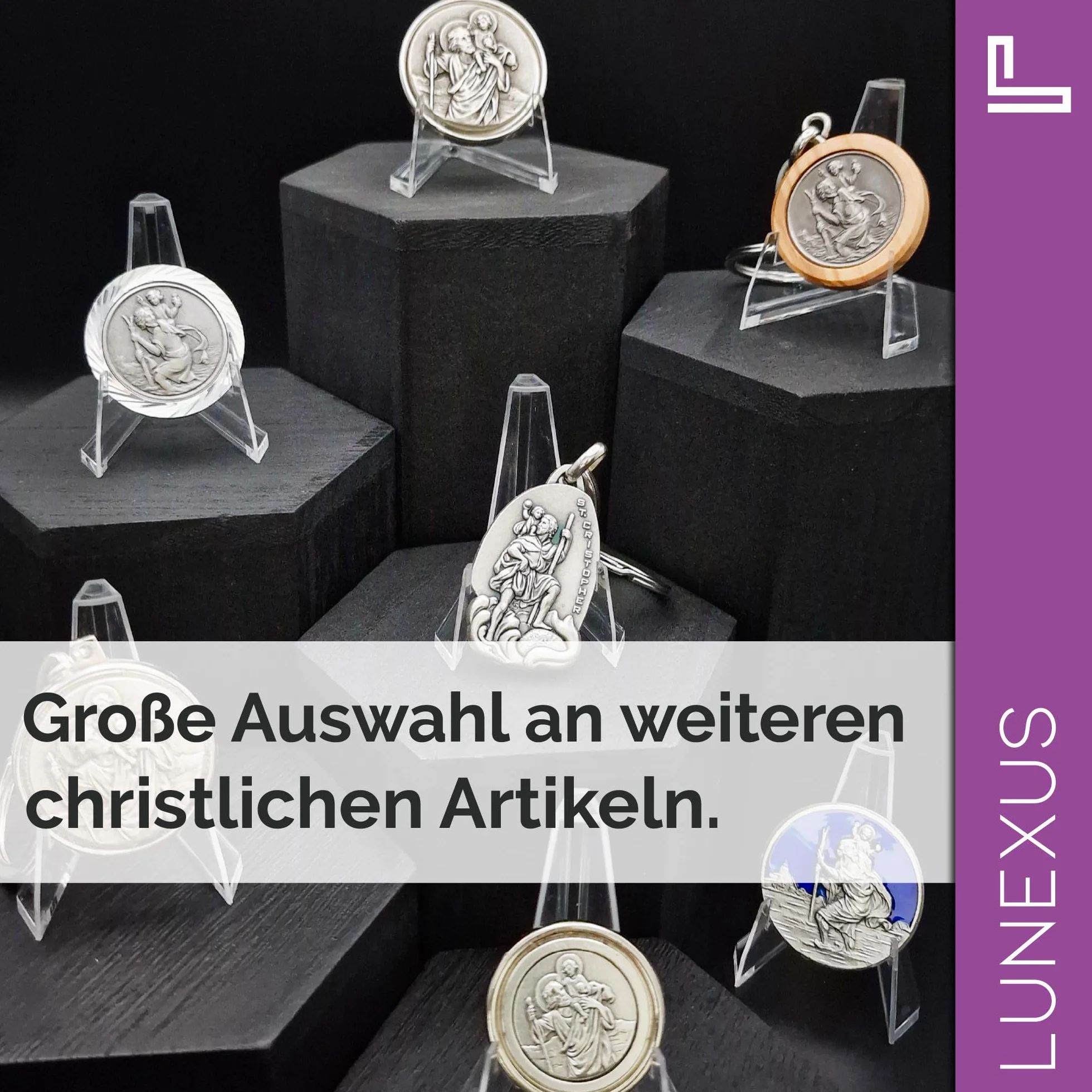 Lunexus Krzyż ścienny z drewna oliwkowego z fazą, błogosławiony ręcznie Betlejem, 25 x 15 cm, drewniany krzyż do zawieszenia z certyfikatem - krzyż na chrzest, prezent na komunię, bierzmowanie