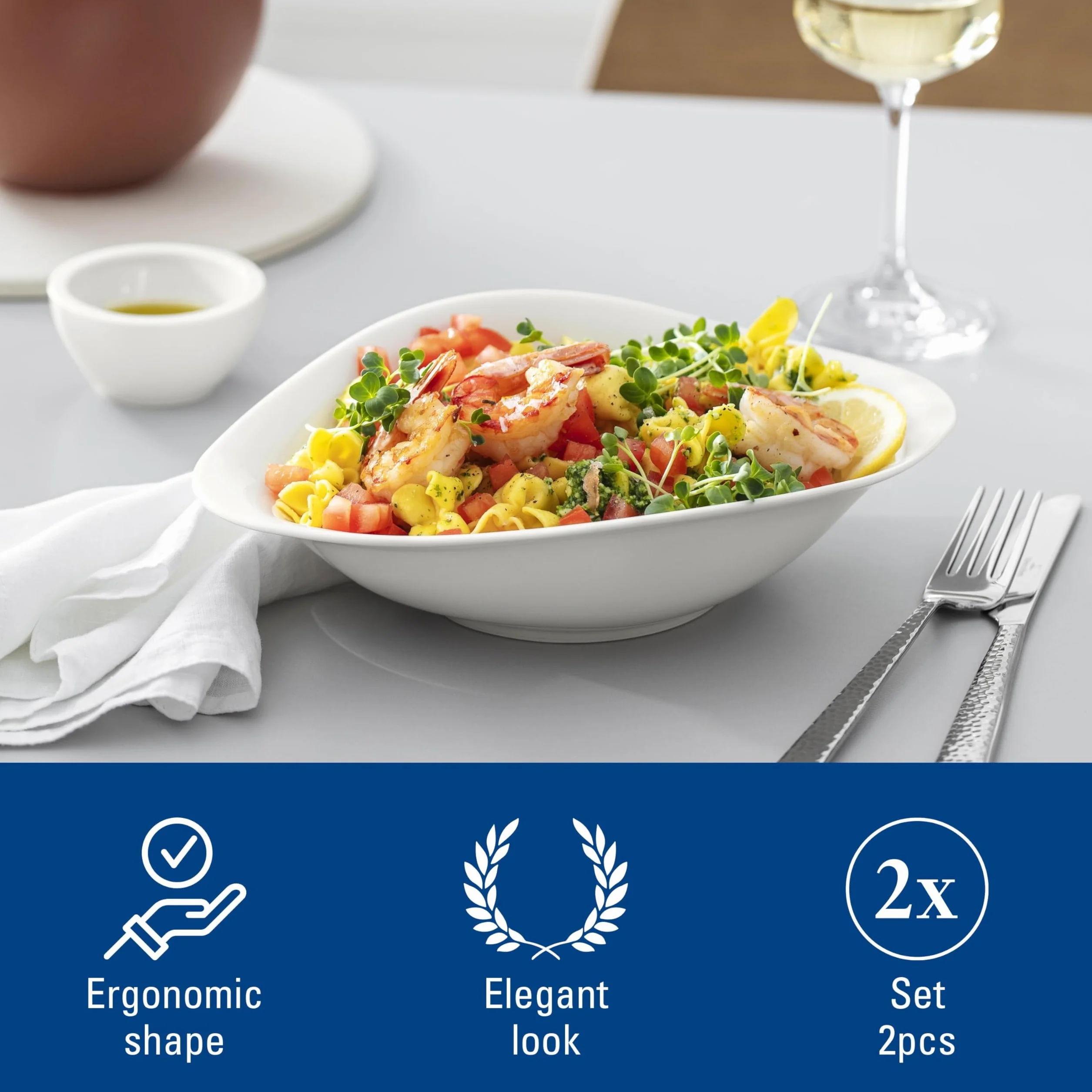 Villeroy & Boch Vapiano zestaw misek do makaronu 2-cz. porcelana Premium biała