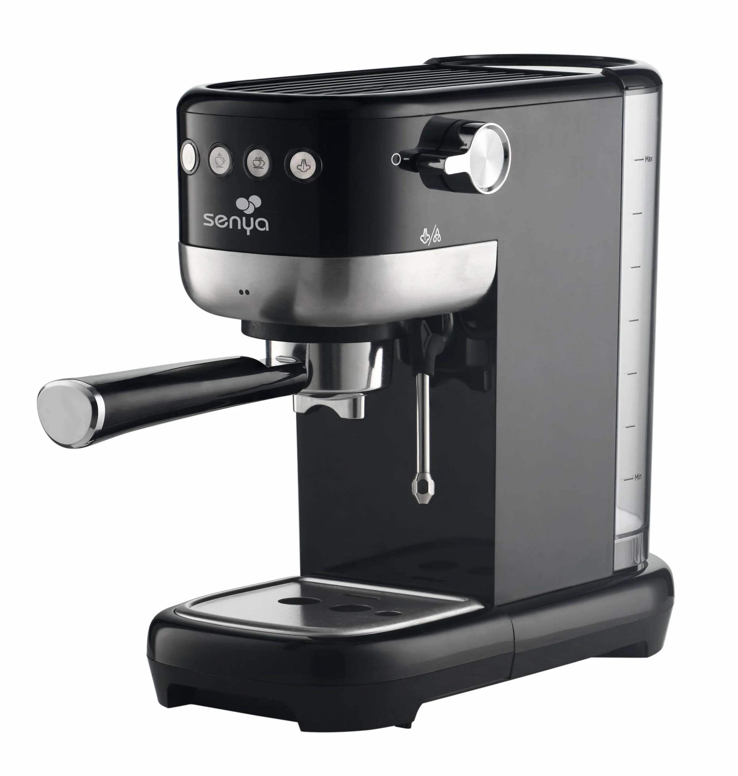 Senya Ekspres do kawy Tasty Coffee Black 20 barów, ekspres do kawy espresso i cappuccino 1300W, Thermoblock, spieniacz do mleka, automatyczne wyłączanie, SYBF-CM006