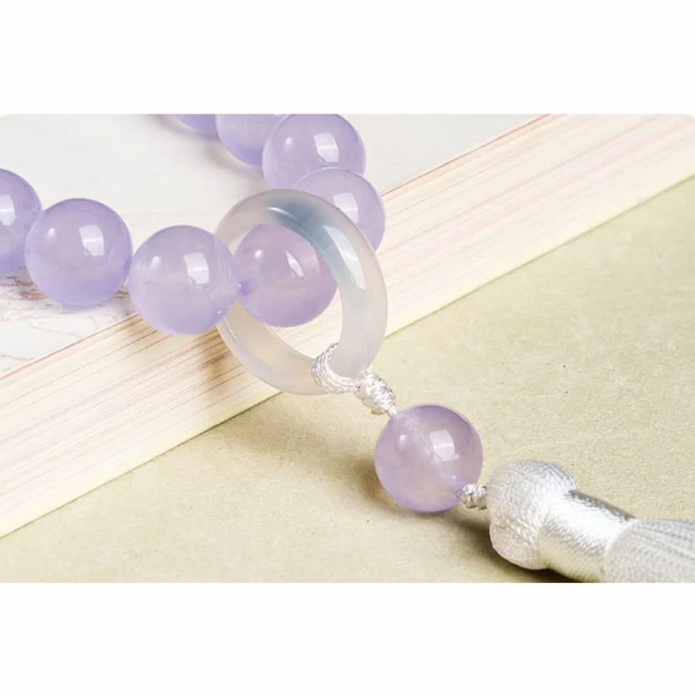Buddha Bead Meditation Necklace Natural Hand-Holding Rosary Prayer Chanting Beads for Men Women Purple