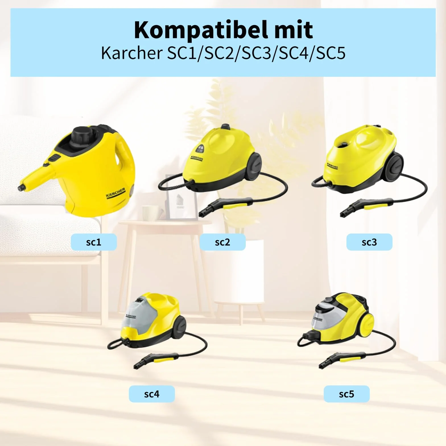 Akcesoria do odkurzacza parowego Kärcher SC1-SC5, dysza ręczna, szczotka okrągła, do fug, ściągaczka, ściereczka z mikrofibry