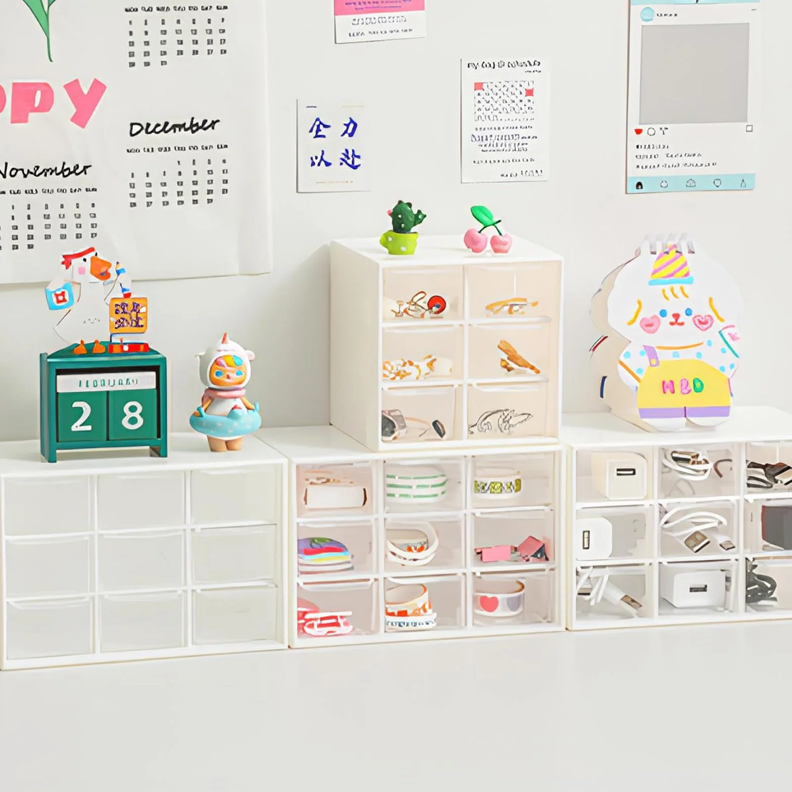Organizer do przechowywania z 9 szufladami, mini komoda na biurko