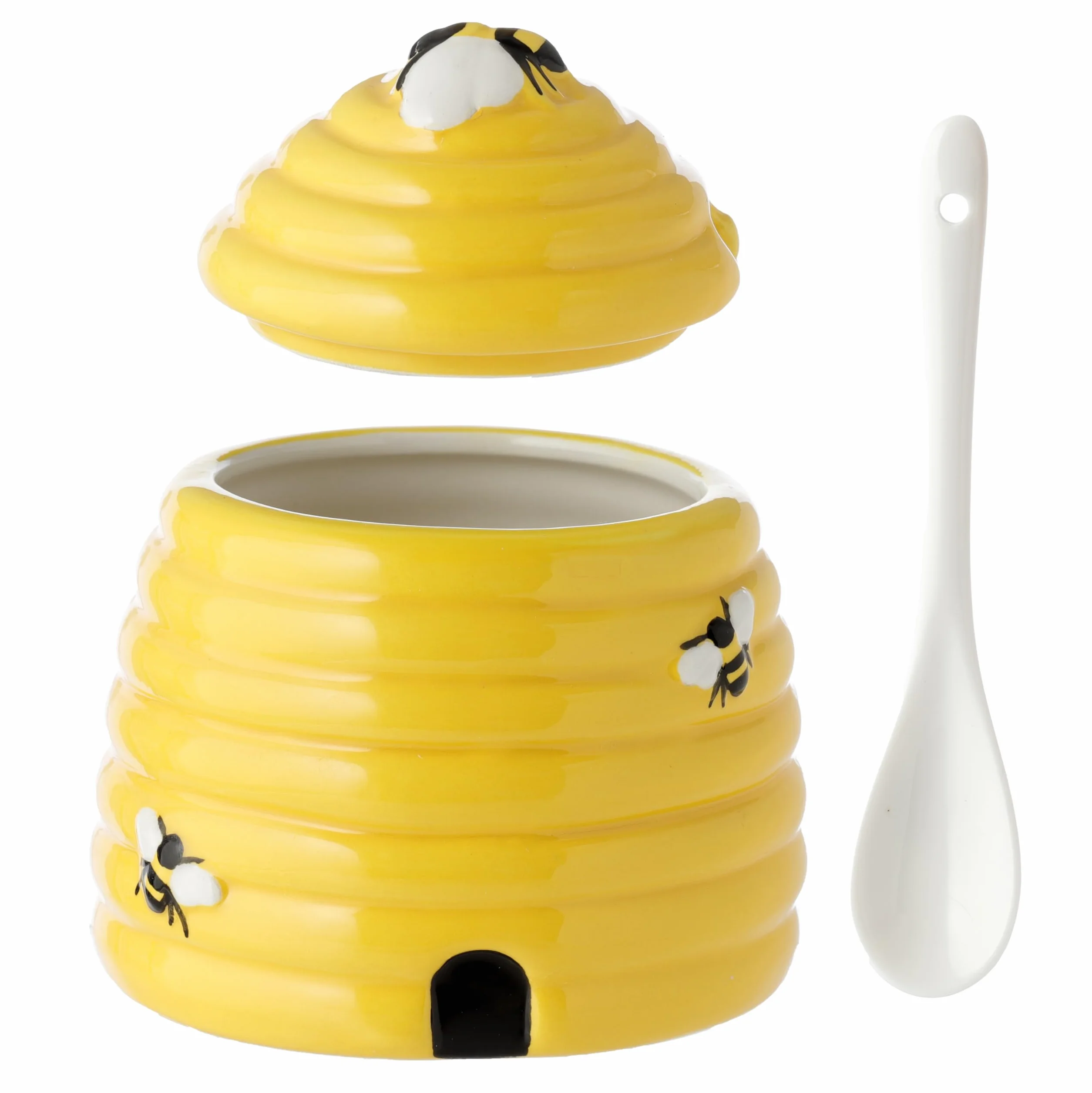 Puckator Ceramiczny garnek na miód w kształcie ula z pokrywką i łyżką