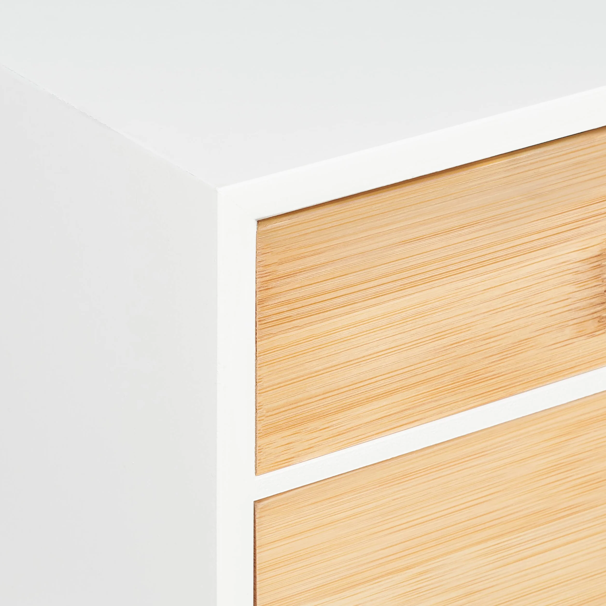 Relaxdays Skrzynka z szufladami, bambus i MDF, mini komoda 2 szuflady, wys. x szer. x gł.: 14 x 33 x 21 cm, organizer na biurko, biały/naturalny, 10039329