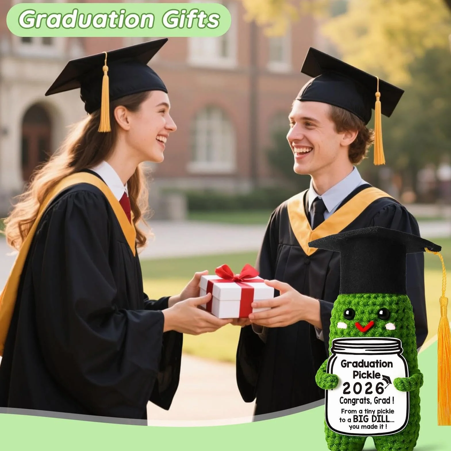 Graduation Pickle 2026 - Pamiątka z okazji ukończenia szkoły - Gratulacje dla absolwenta z dzianiny pikle, dla rodzeństwa przyjaciela kolegi z klasy współlokatora impreza dom biuro mieszkanie