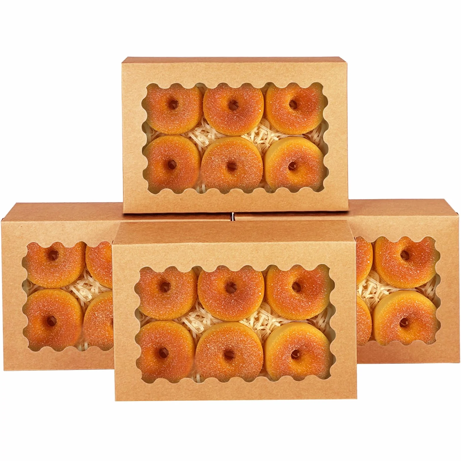 Gcardist Auto-pop Up brązowa puszka na ciastka z okienkiem, 30,48 x 20,32 x 6,35 cm, 6 sztuk, dwa zastosowania, składana na sekundę, do pakowania (30,48 x 20,32 x 6,35 cm)