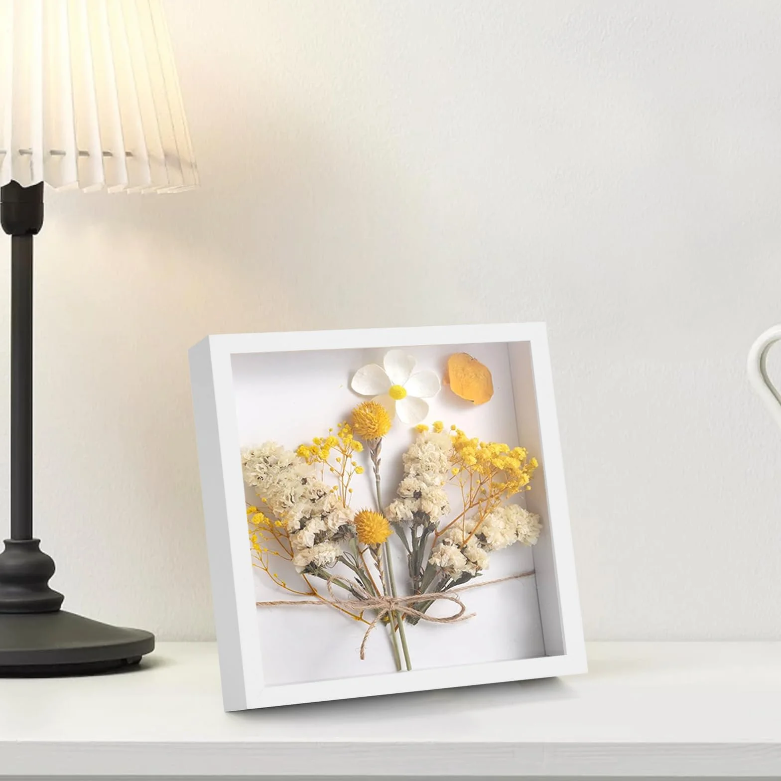 WISYOK Ramka 3D do napełniania, 22 x 22 cm, głęboka ramka na ścianę i biurko, pudełko na zdjęcia, przedmioty, bukiet ślubny, dzieła sztuki "zrób to sam" (biała)