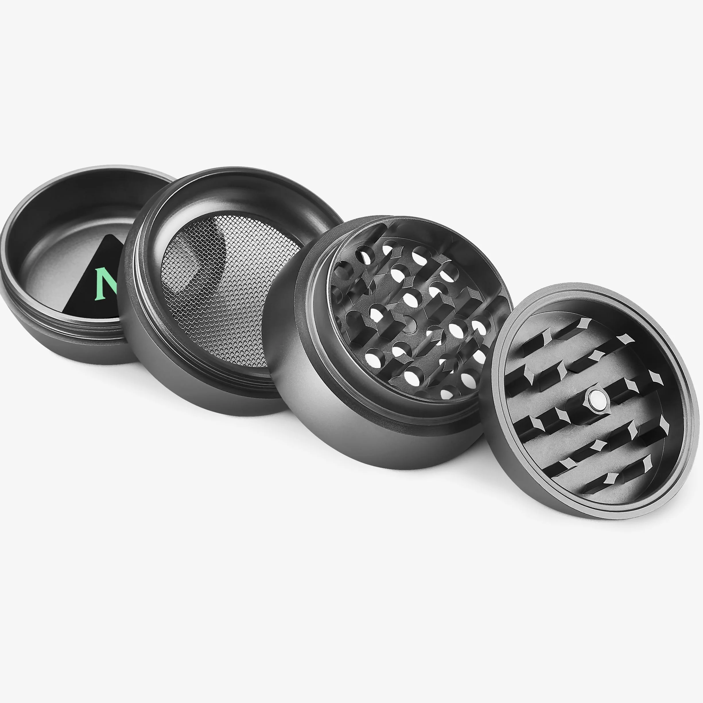 Mascotte Designerski Grinder młynek aluminiowy 4 cm 4-częściowy zestaw ze skrobakiem do pyłków