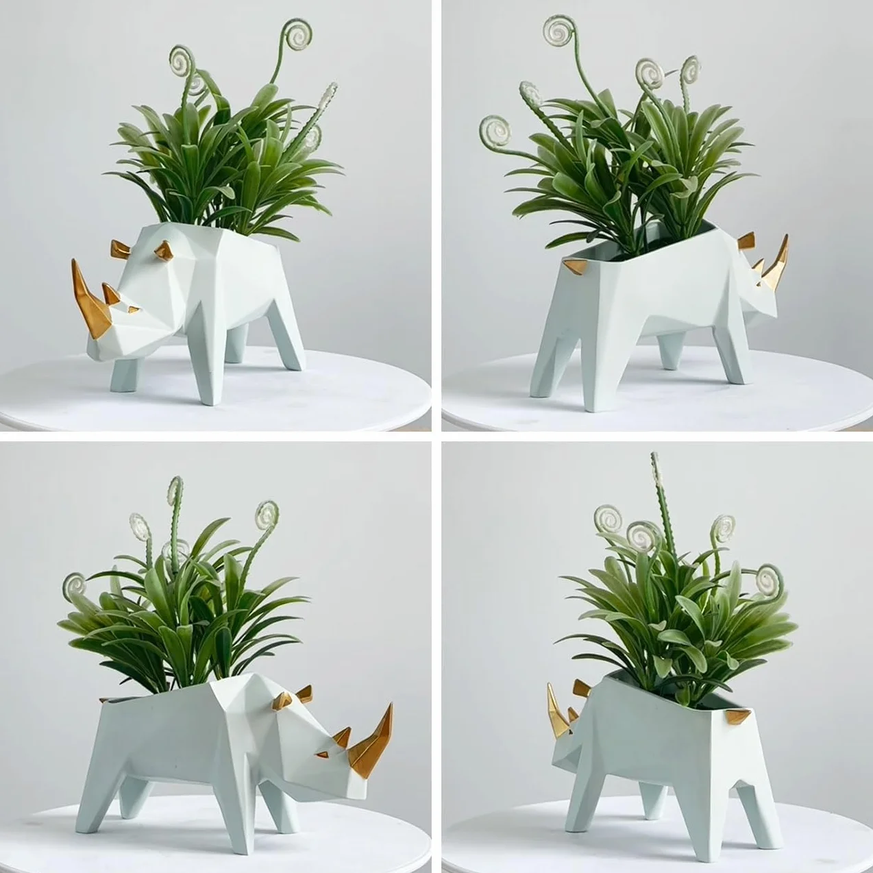 Kaktus sukulent doniczka geometryczna figurka zwierzę 18 cm żywica