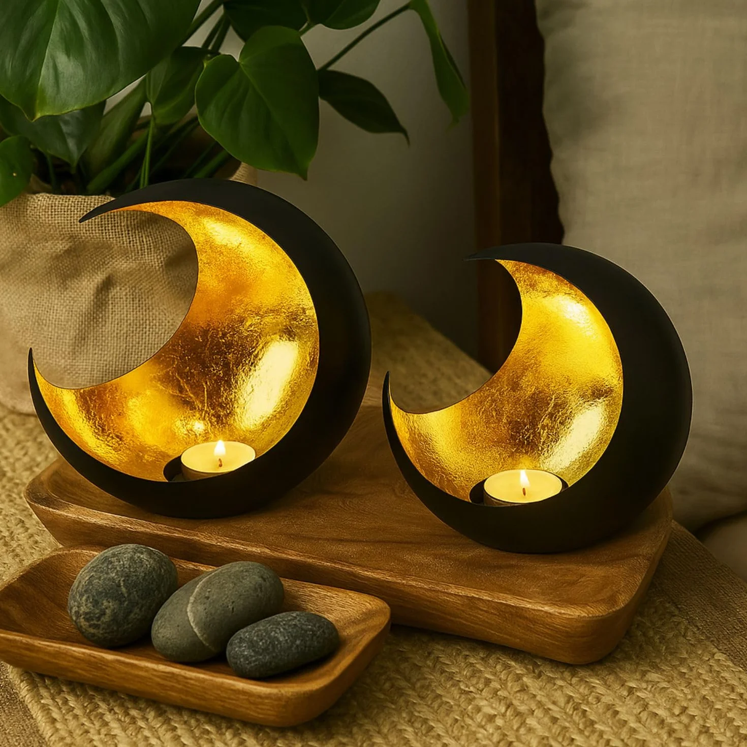 Złoty dekoracyjny świecznik na tealight 20 cm metalowy