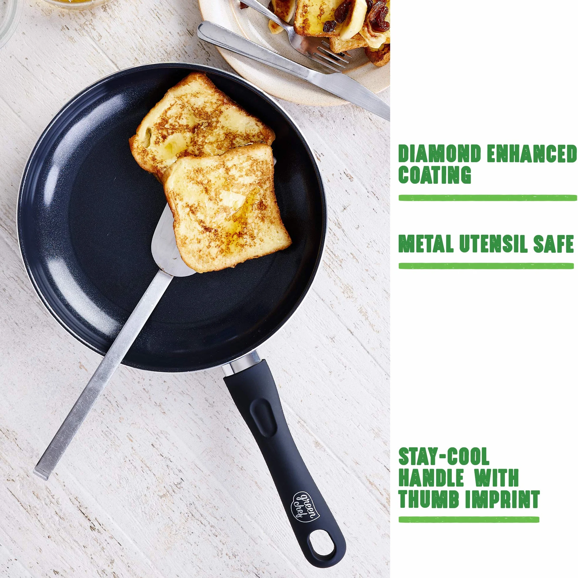 GreenChef Ceramic Non-Stick Skillet 28 cm 4.3 L Black Induction Oven Dishwasher Safe