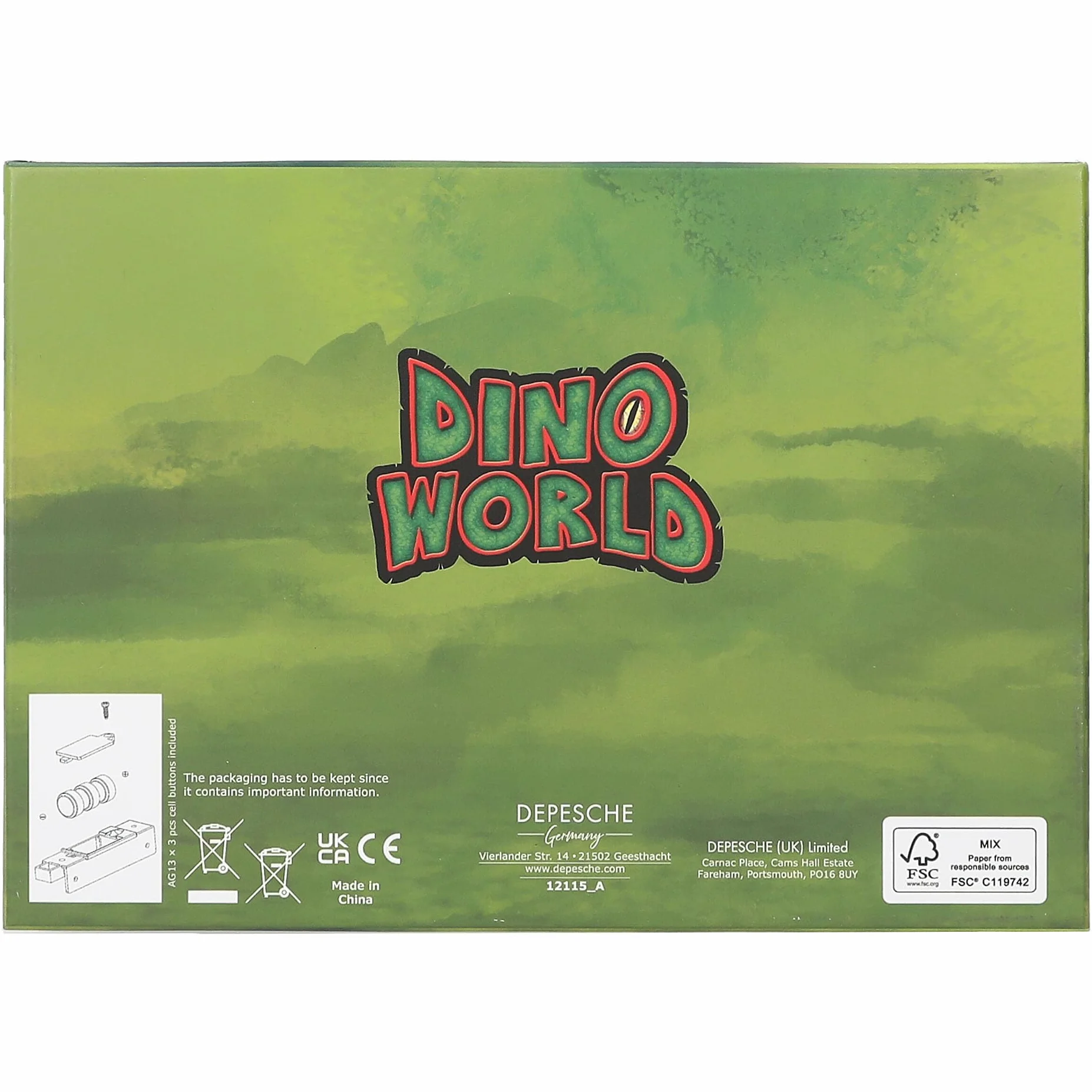 Depesche 12115 Dino World - Skrzynia skarbów z kodem, dźwiękiem i światłem, ok. 15 x 20 x 12,5 cm, pudełko na małe skarby i sekrety