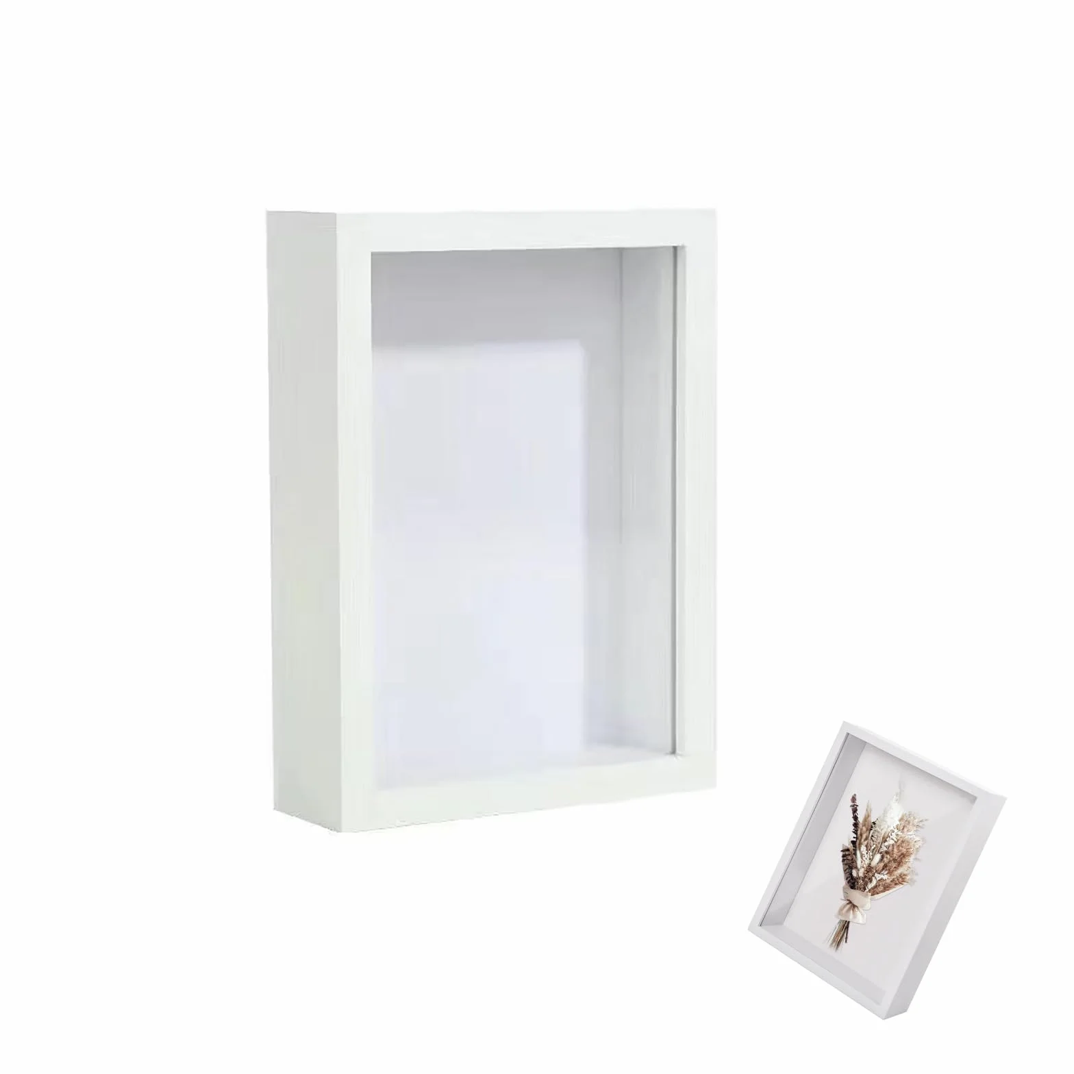 Shirene Pudełko z cieniem 3D, ramka z białym cieniem, ramka ekspozycyjna 25 cm do rękodzieła, ekspozycja z głębokimi ramkami na zdjęcia, drewniane pudełka ekspozycyjne 3D na medale, zdjęcia, kwiaty i