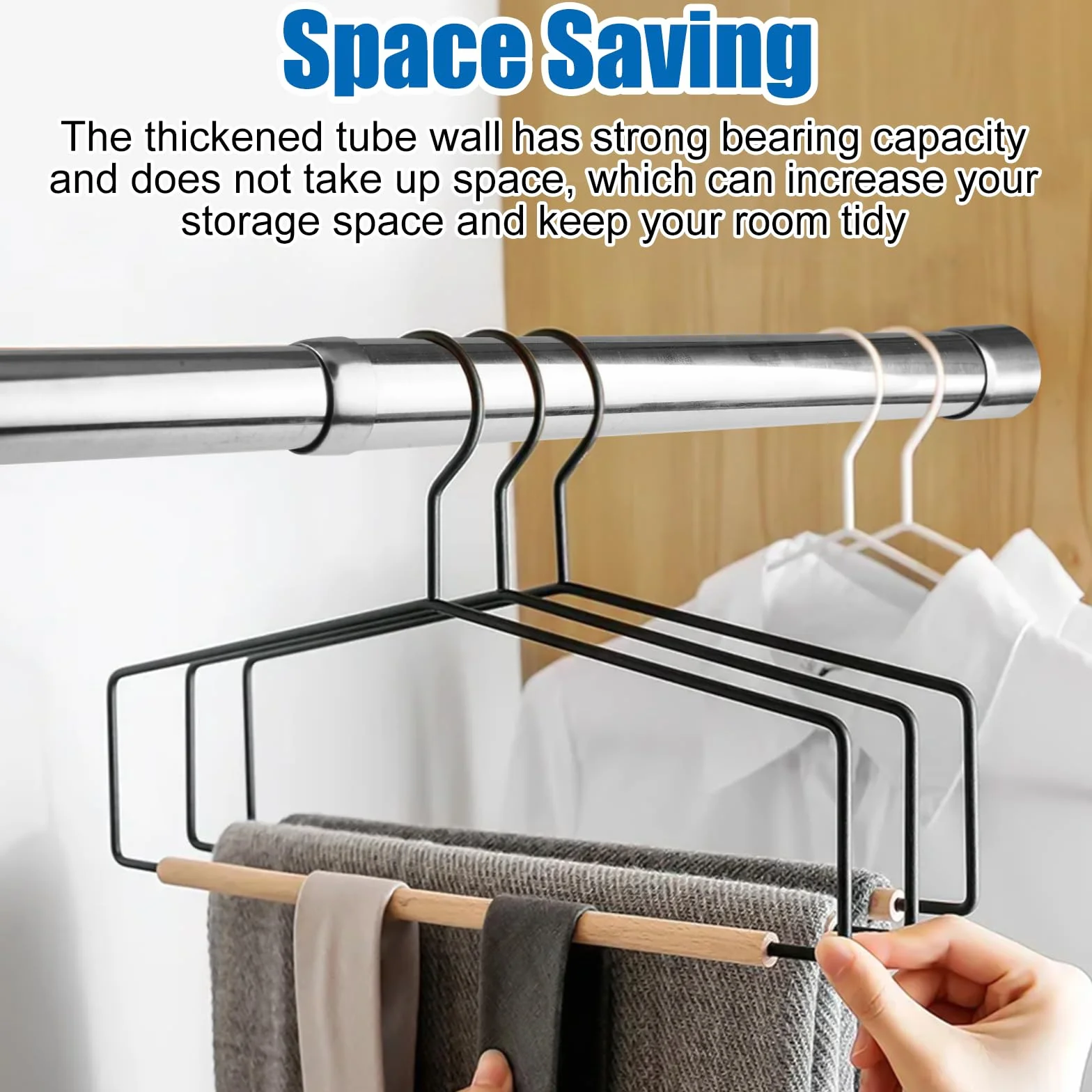 Regulowany drążek do szafy ze stali nierdzewnej 31-51 cm, wysuwany, bez wiercenia