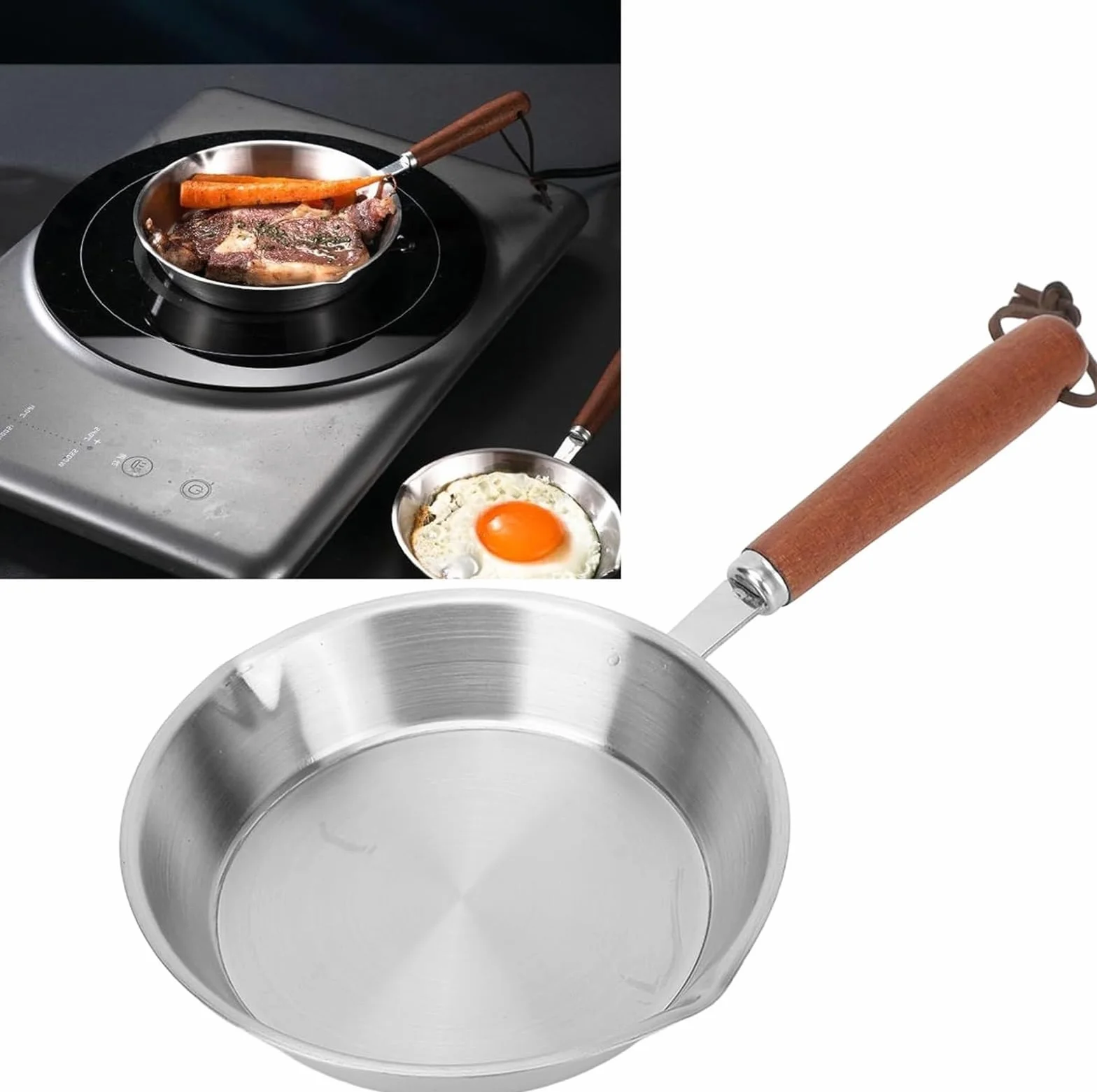 Patelnia do smażenia Mini patelnia do naleśników Patelnia ze stali nierdzewnej Przenośna patelnia Griddle Chef Patelnia ze stali nierdzewnej Patelnia do smażenia nieprzywierająca 4,7 cala(12CM)