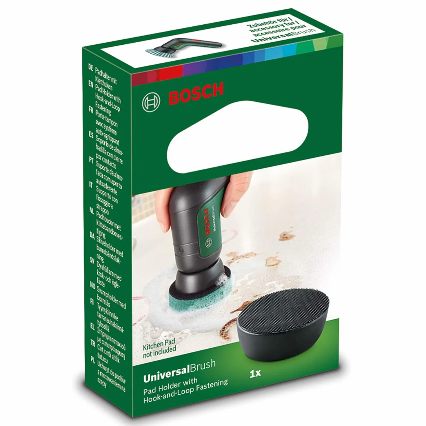 Bosch Home And Garden Uchwyt na Pad do Elektrycznej Szczotki Czyszczącej, UniversalBrush, 1 Sztuka w Zestawie, z Mocowaniem na Rzep, w Opakowaniu Kartonowym